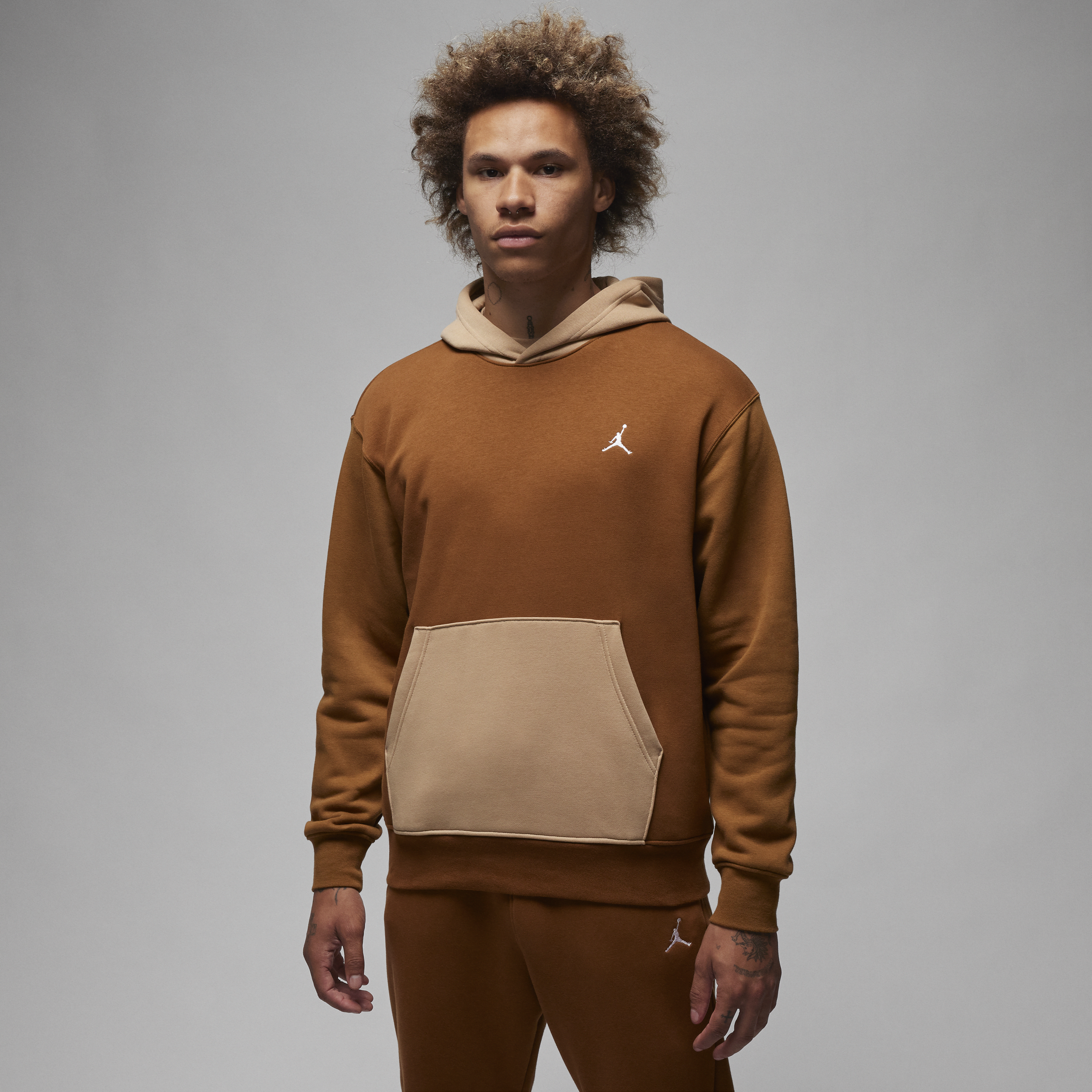 Jordan Brooklyn Fleece-pullover-hættetrøje med print til mænd - brun
