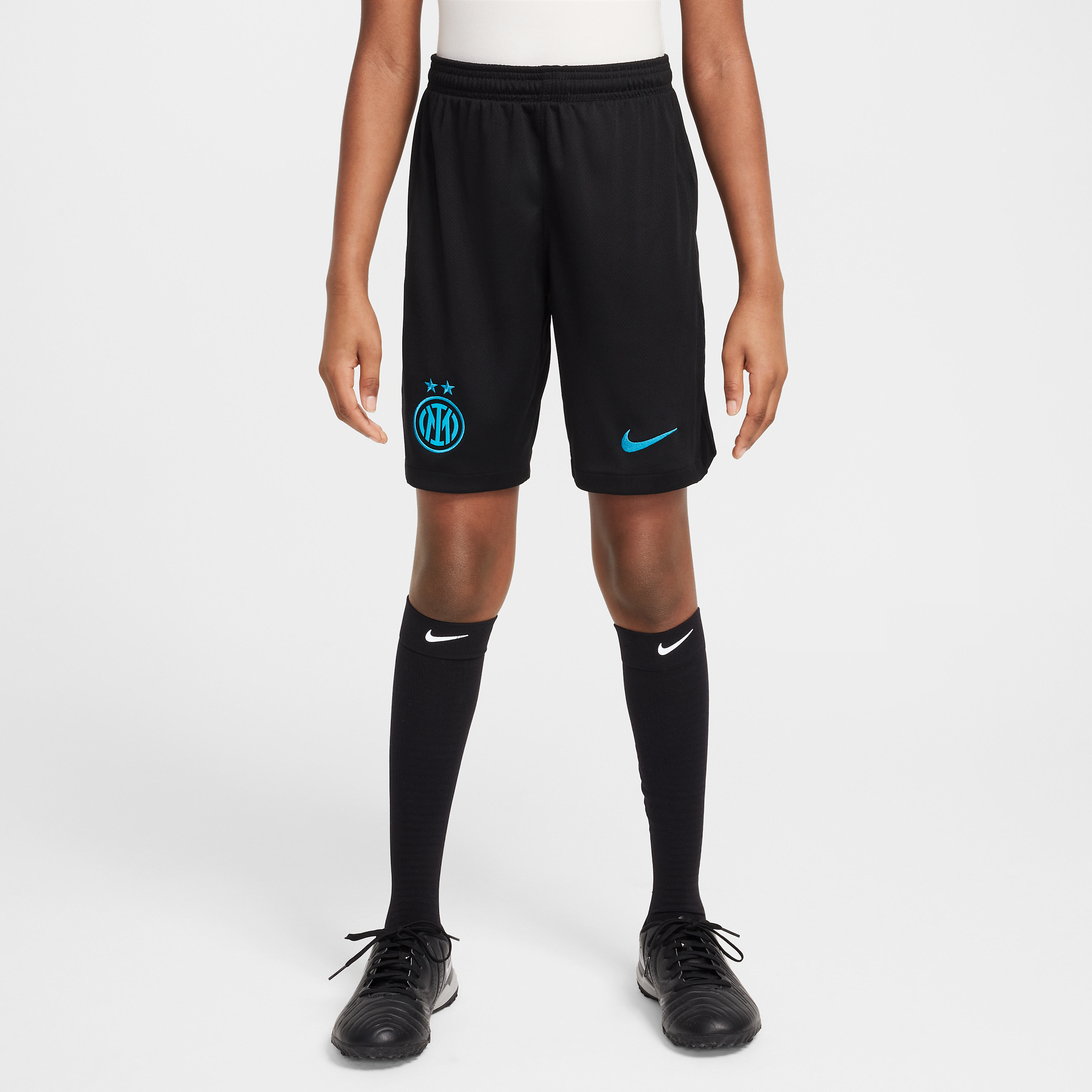 Shorts da calcio replica Nike Dri-FIT Inter 2025/26 Stadium per ragazzo/a – Home - Nero