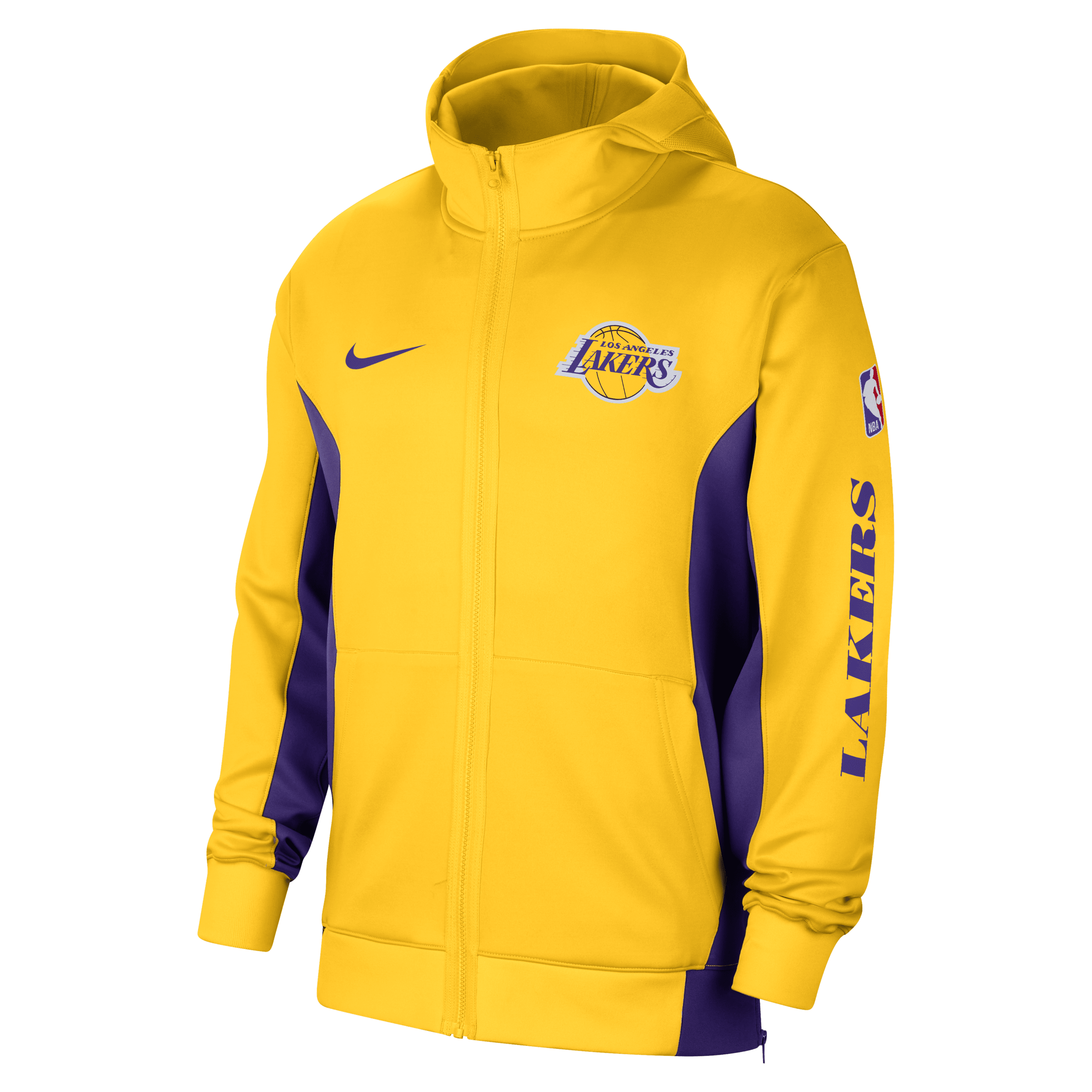 Los Angeles Lakers Showtime Nike Dri-FIT NBA-hættetrøje med lynlås til mænd - gul