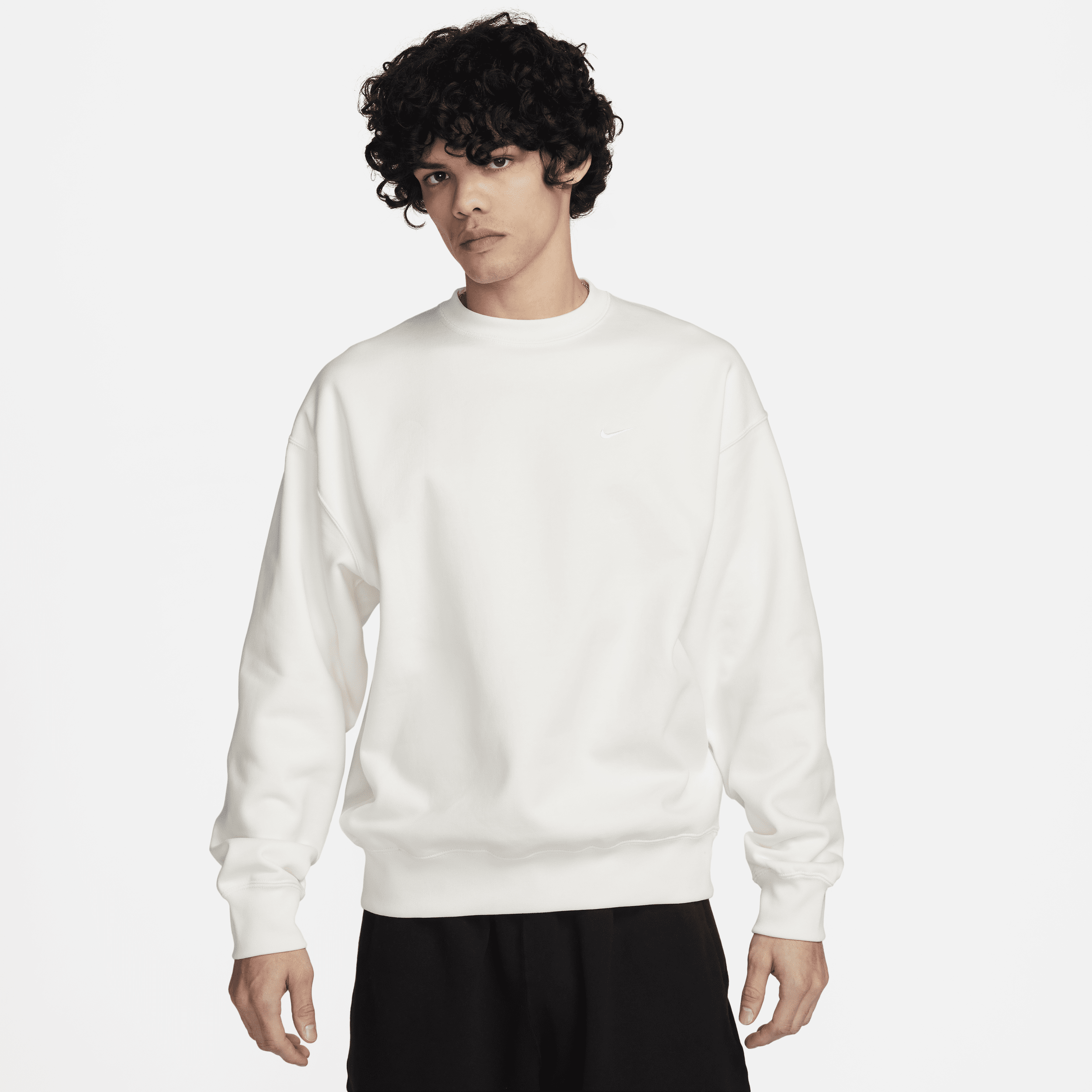 Maglia a girocollo in fleece Nike Solo Swoosh – Uomo - Bianco