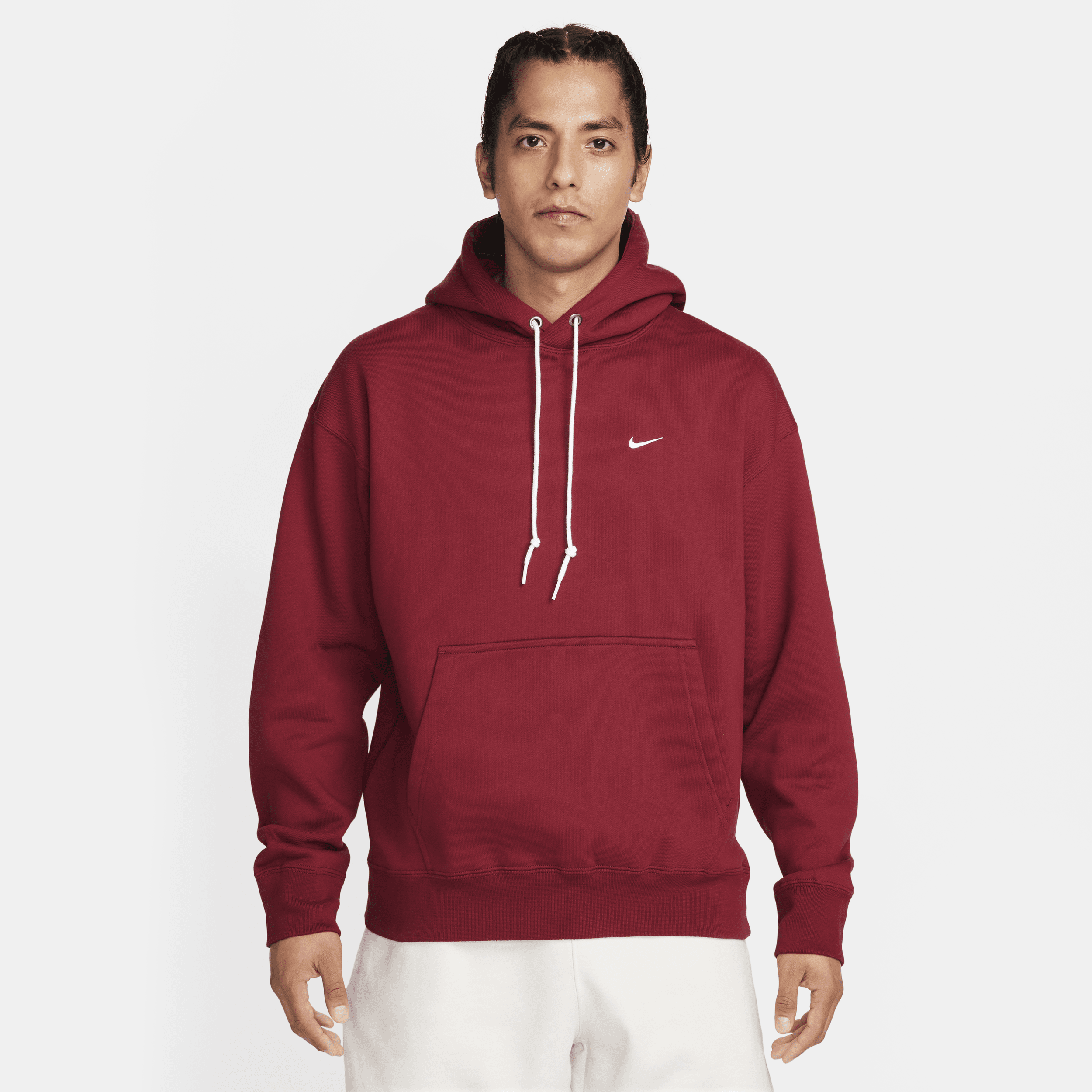 Nike Solo Swoosh-pullover-hættetrøje i fleece til mænd - rød