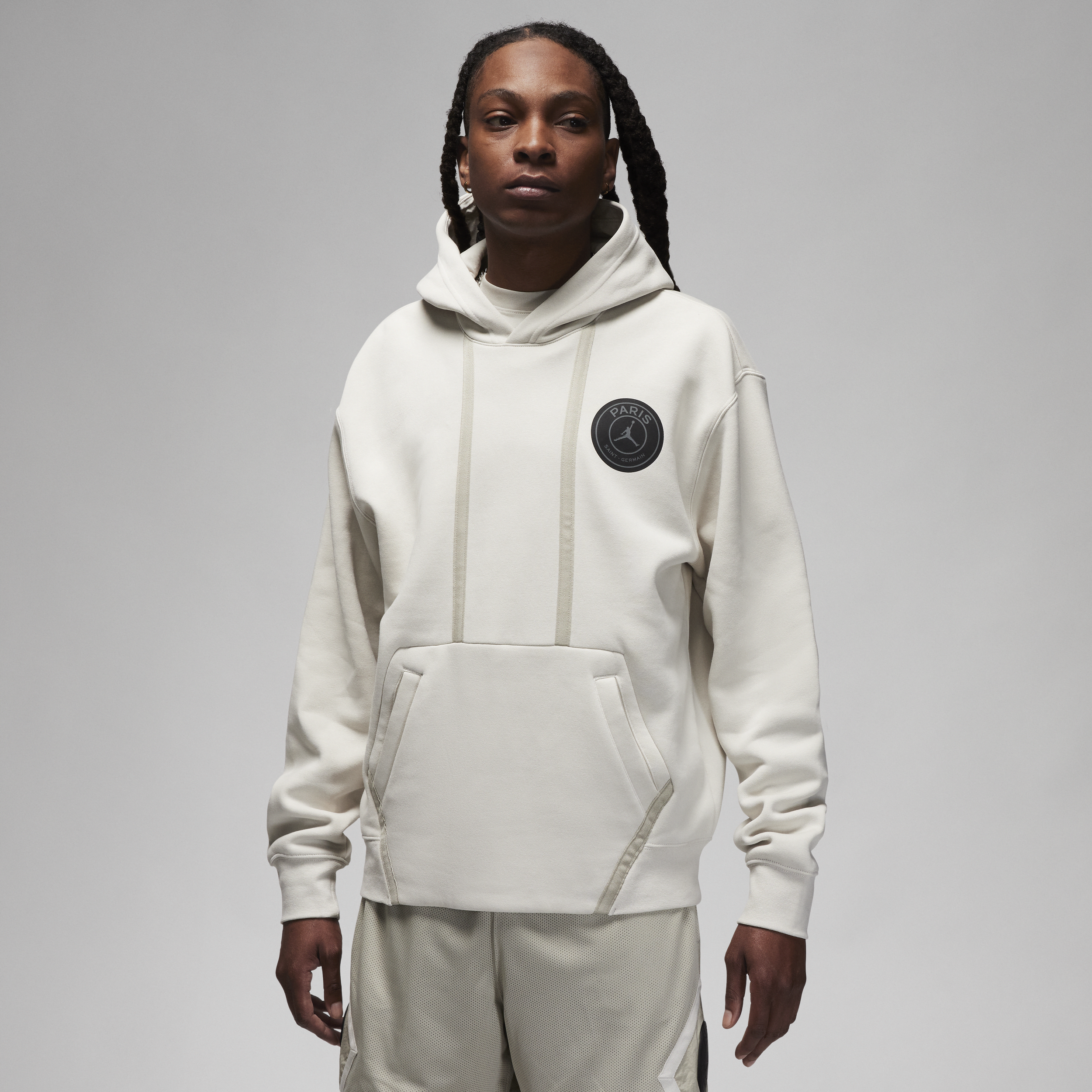 Nike Paris Saint-Germain Pullover-hættetrøje i fleece til mænd - grå