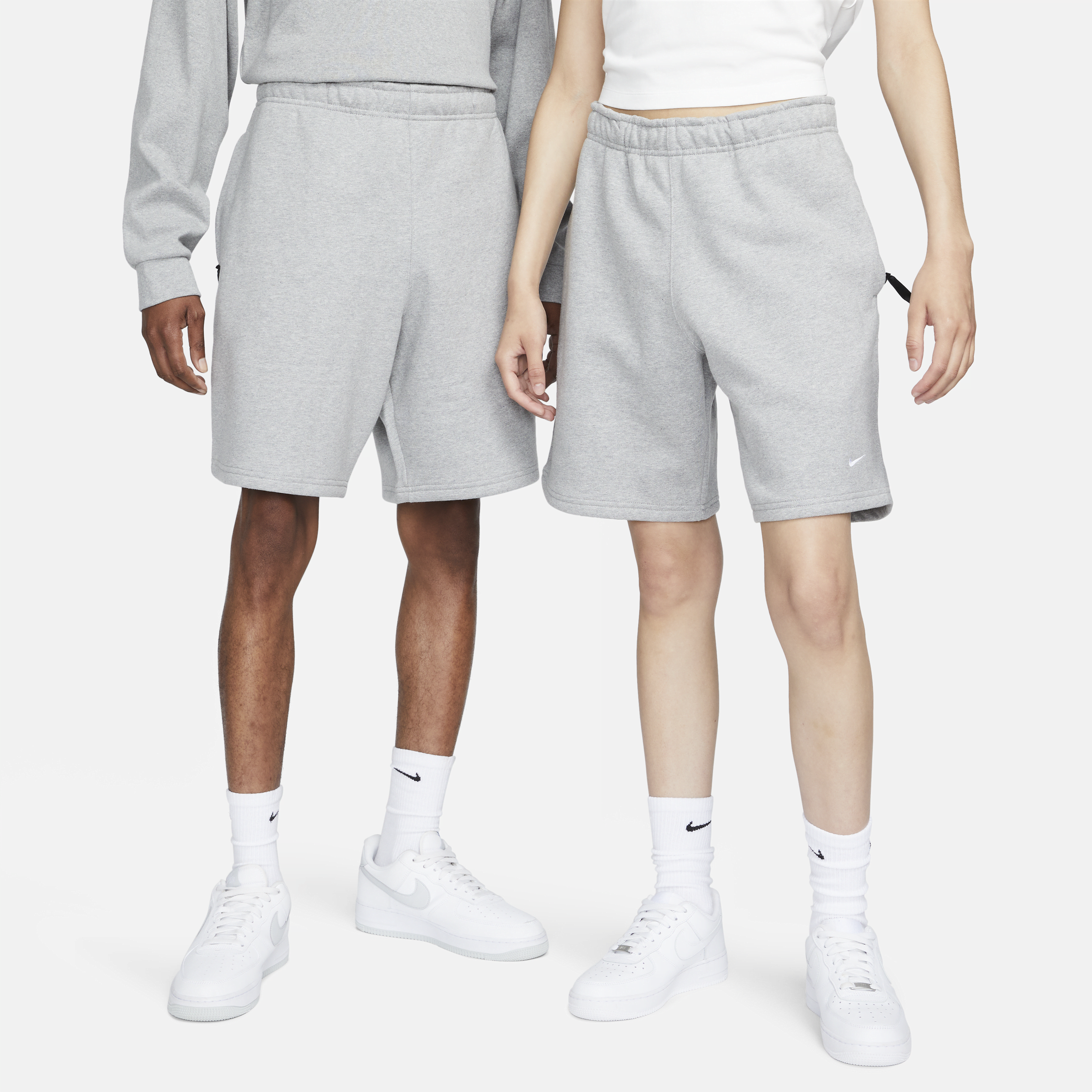 Shorts in fleece Nike Solo Swoosh - Grigio