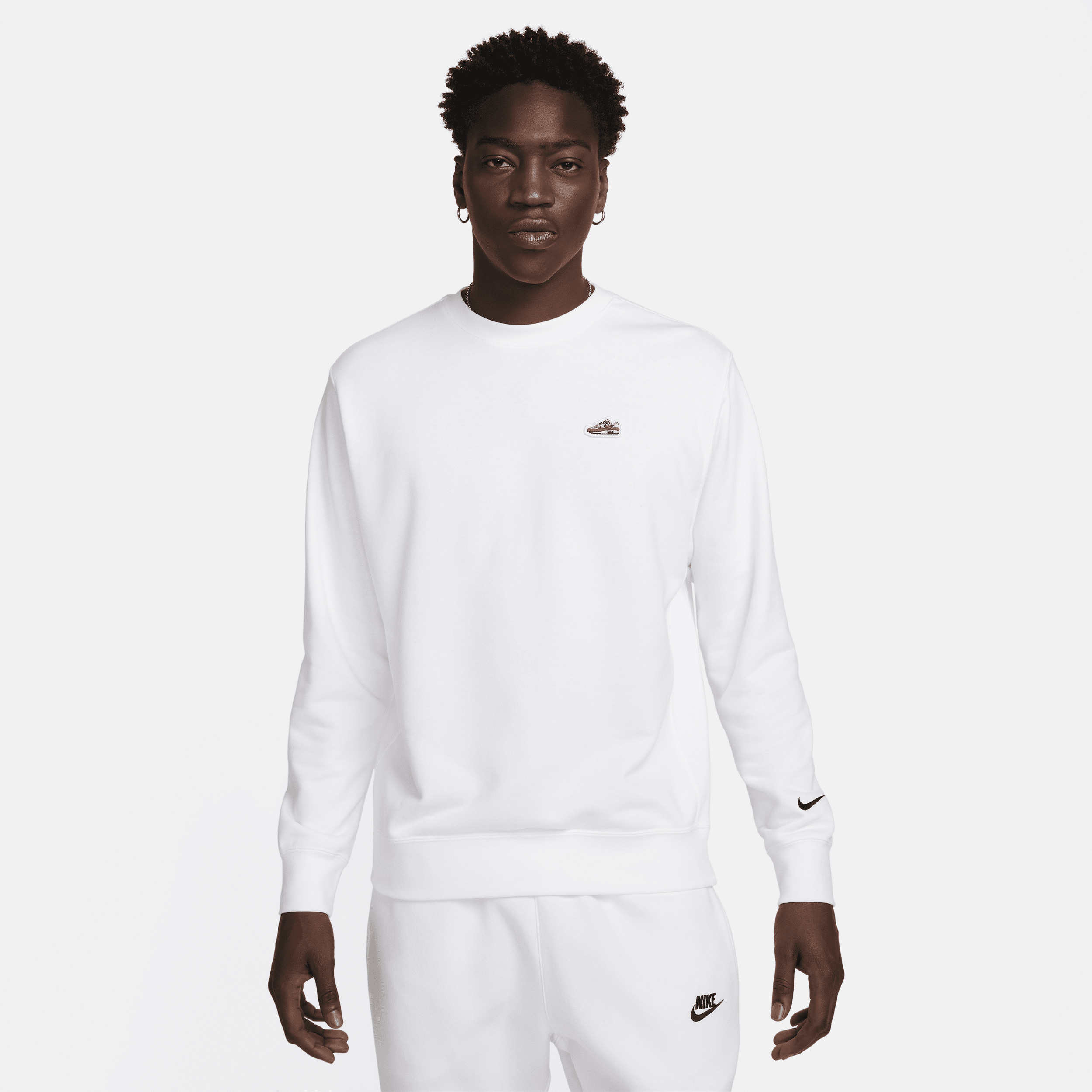 Nike Sportswear-sweatshirt med rund hals i french terry til mænd - hvid