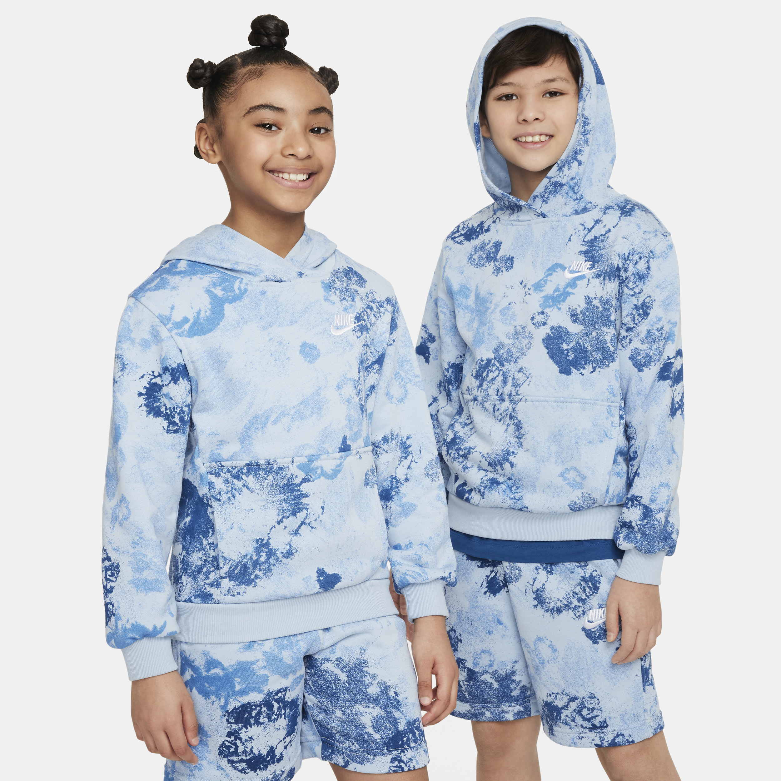 Nike Sportswear Club Fleece-pullover-hættetrøje til større børn - blå