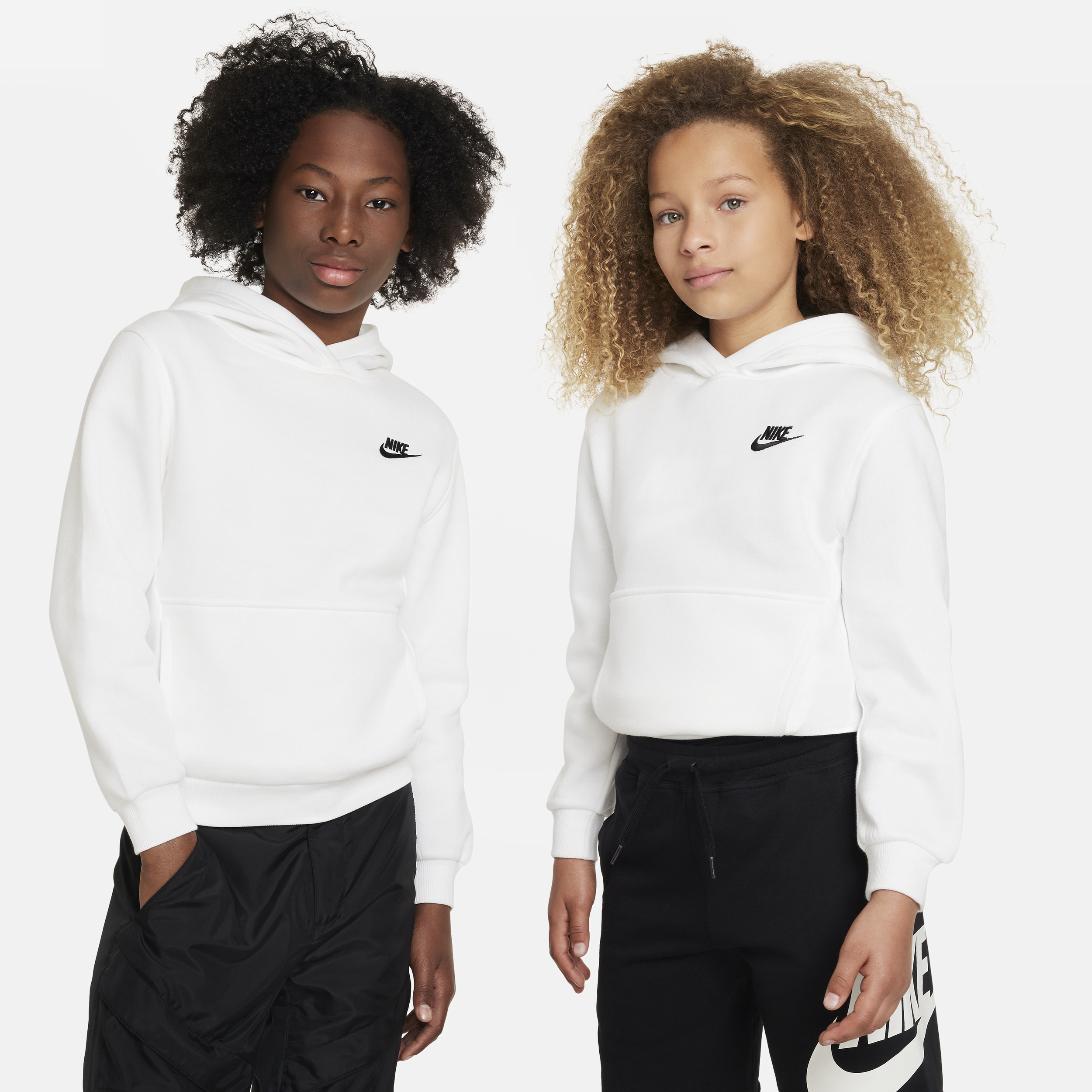 Felpa pullover con cappuccio Nike Club Fleece - Ragazzi - Bianco