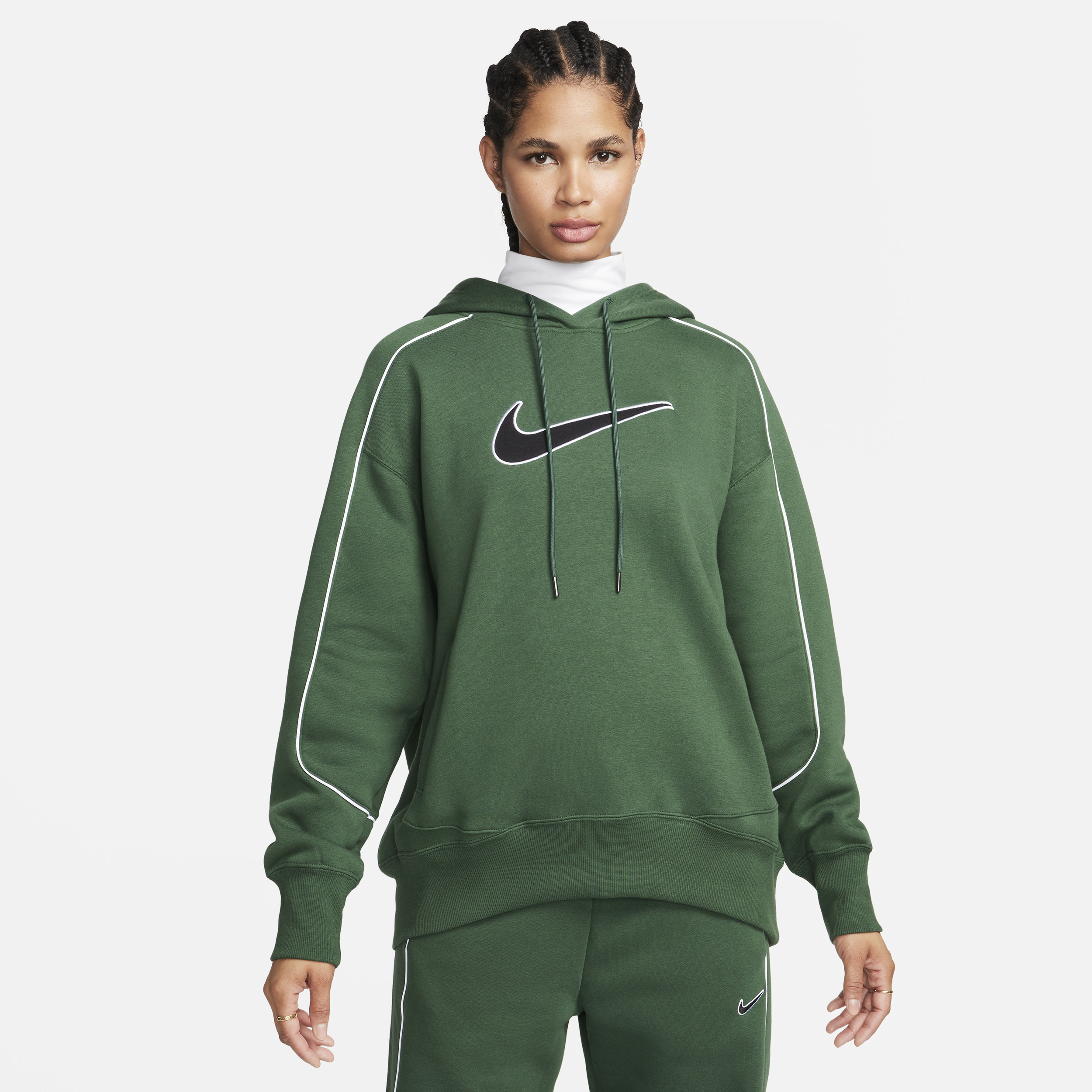 Oversized Nike Sportswear-pullover-hættetrøje til kvinder - grøn
