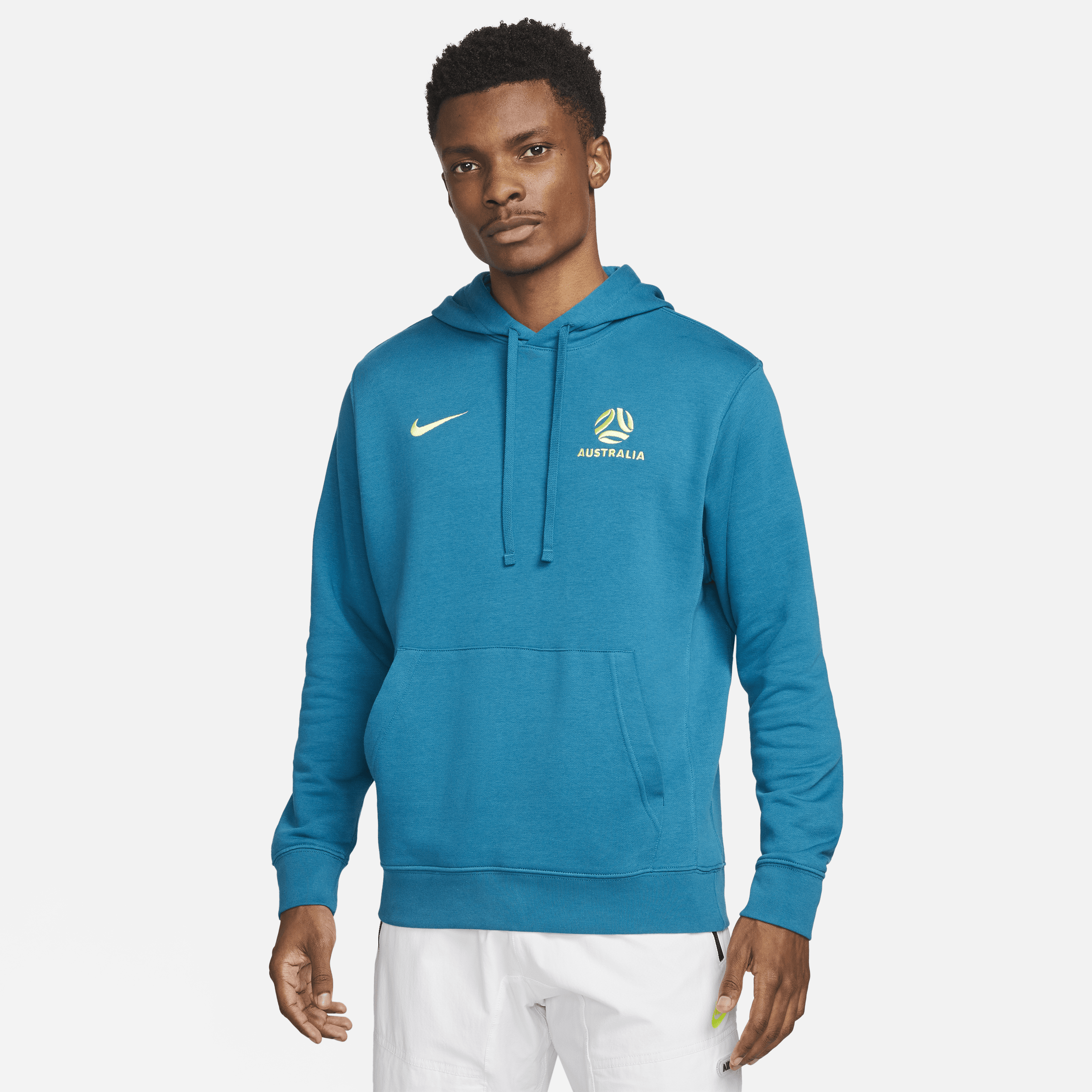 Nike Australien Club-fodboldpullover-hættetrøje i french terry til mænd - blå