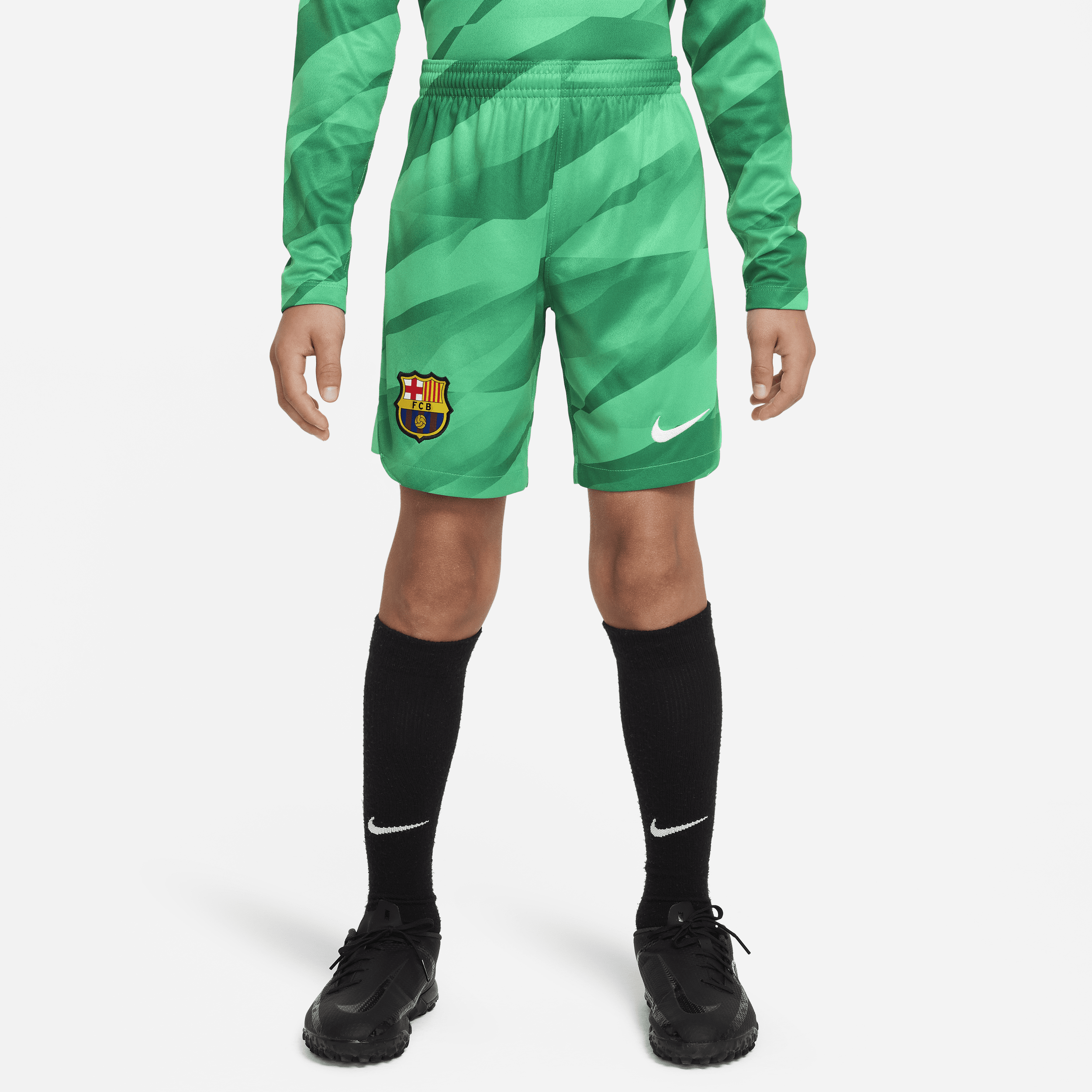 FC Barcelona 2023/24 Stadium Goalkeeper Nike Dri-FIT-fodboldshorts til større børn - grøn