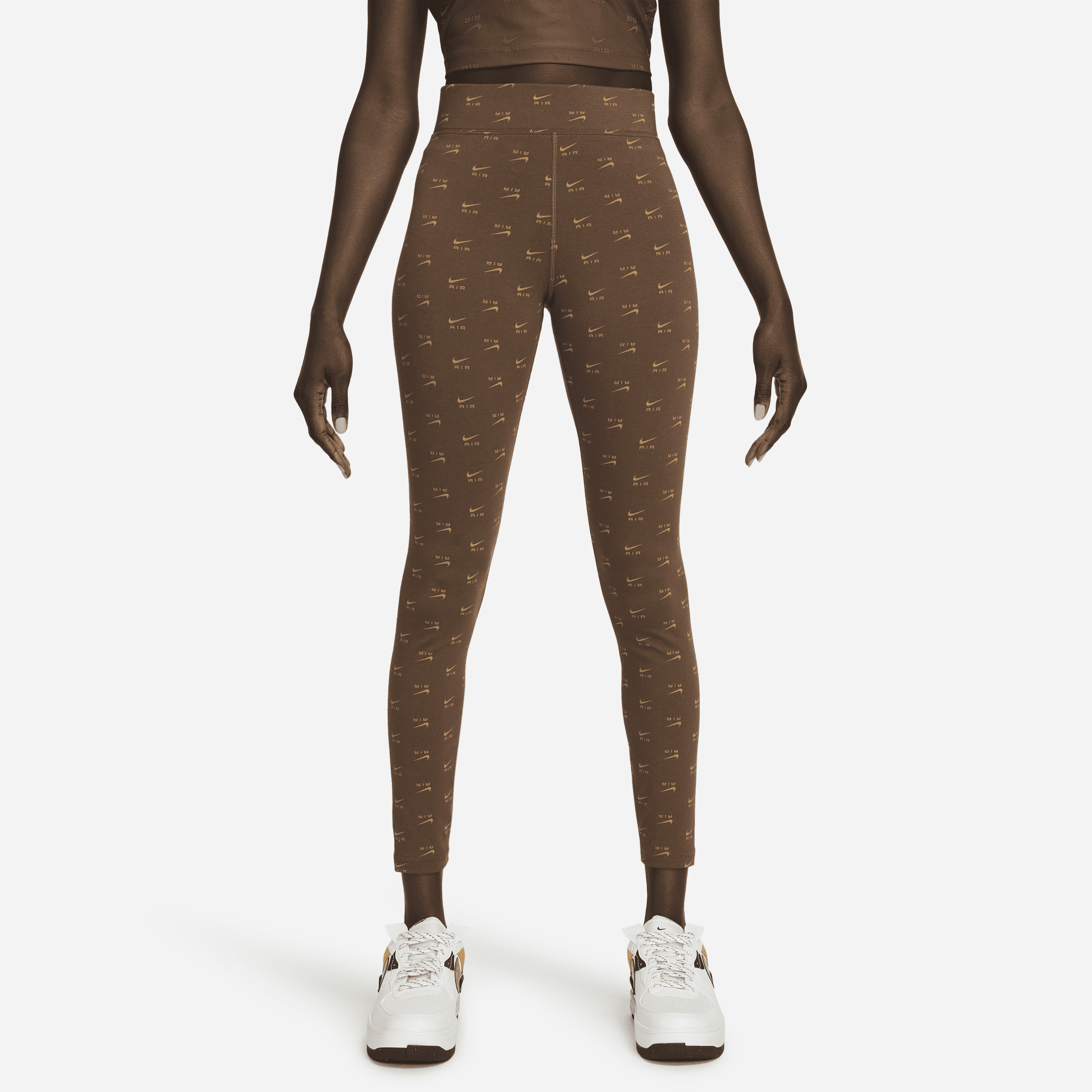 Nike Air-leggings med print og høj talje til kvinder - brun