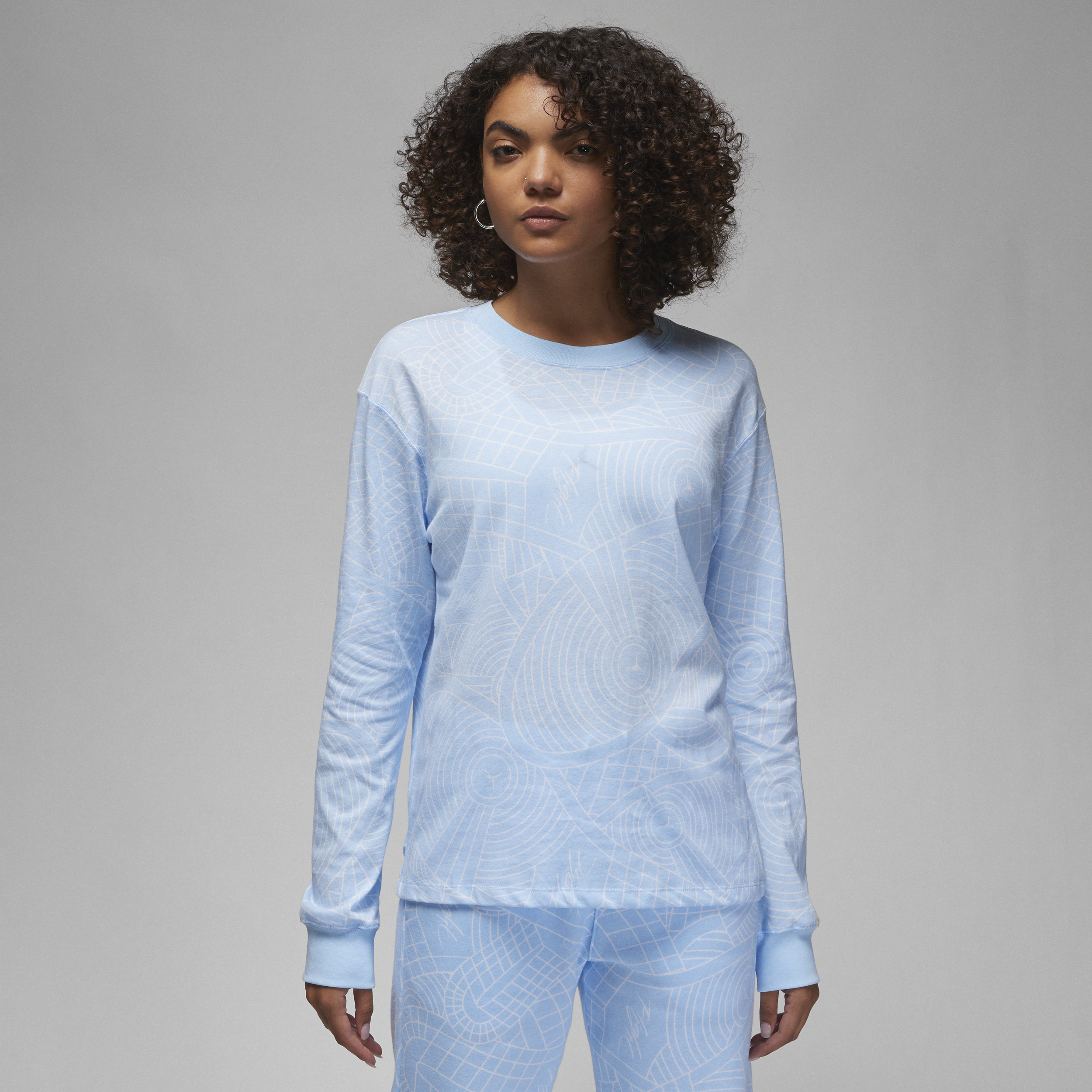 Jordan Flight T-shirt met print en lange mouwen voor dames - Blauw