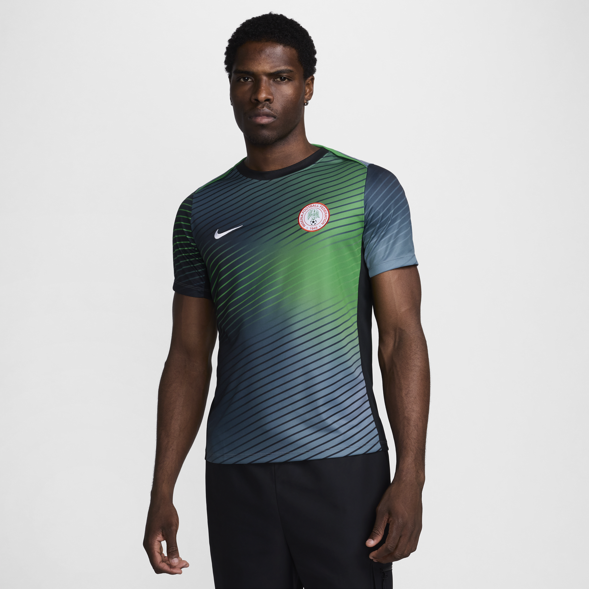 Maglia da calcio pre-partita a manica corta Nike Dri-FIT Nigeria Academy Pro – Uomo - Grigio