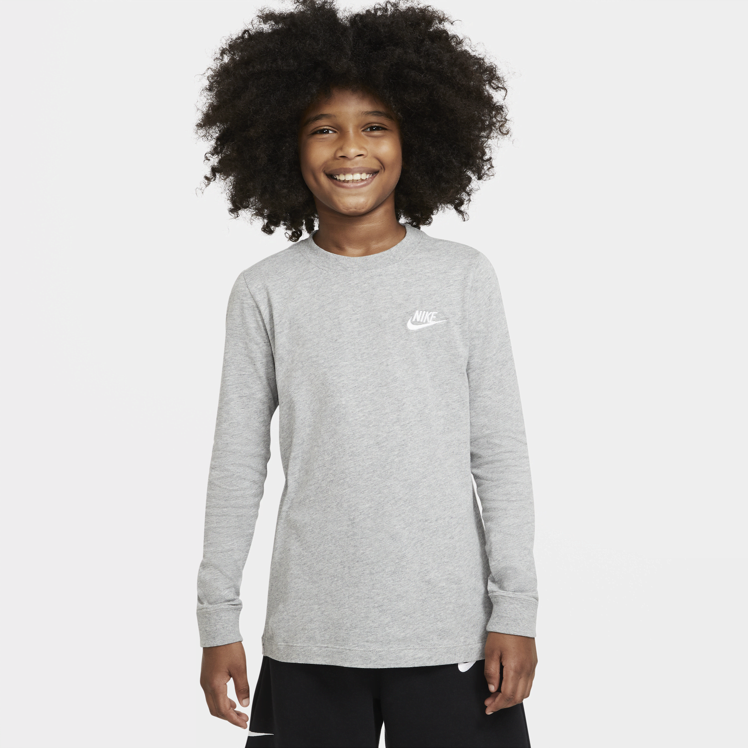 Langærmet Nike Sportswear-T-shirt til store børn (drenge) - grå