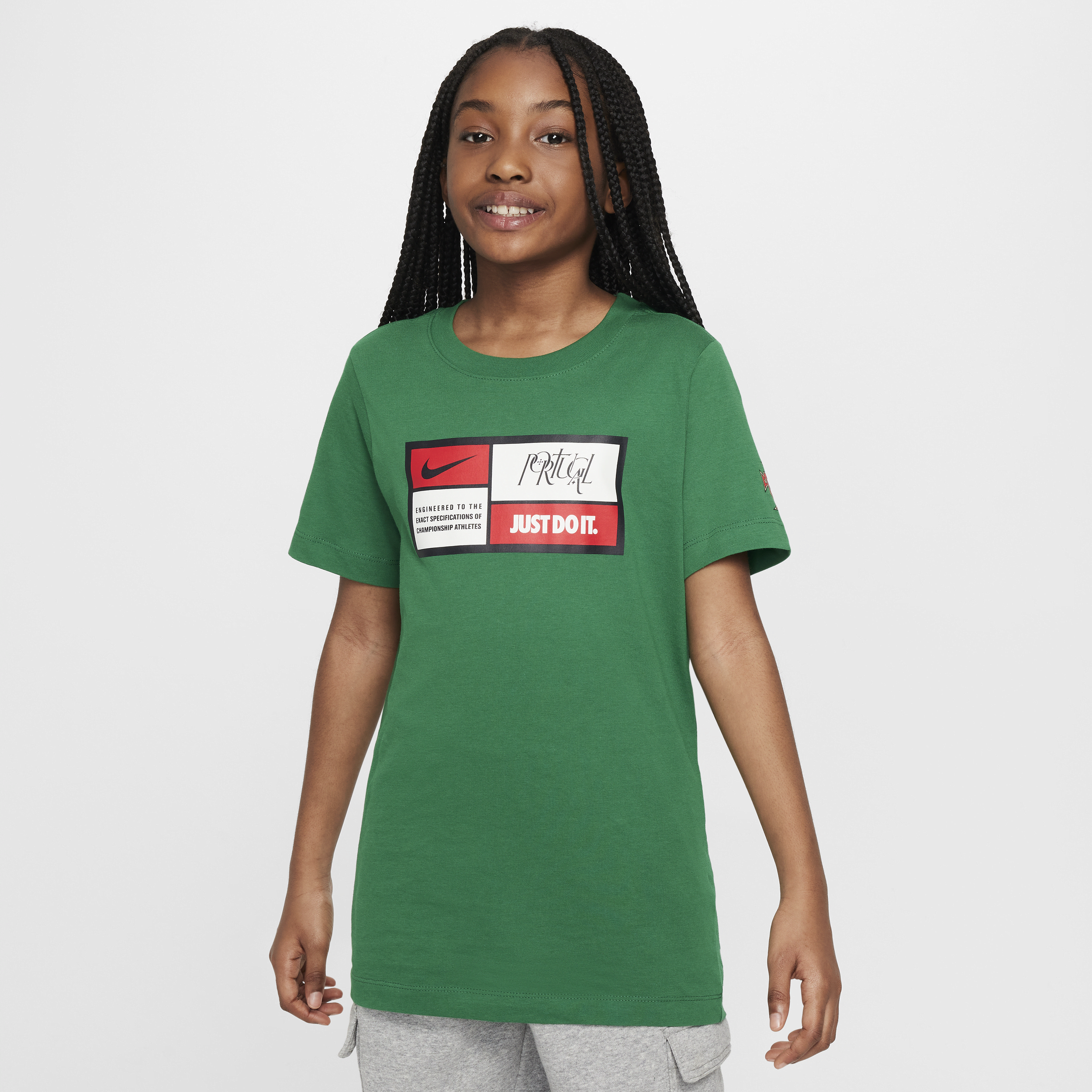 Portugal Nike Football-T-shirt til større børn - grøn