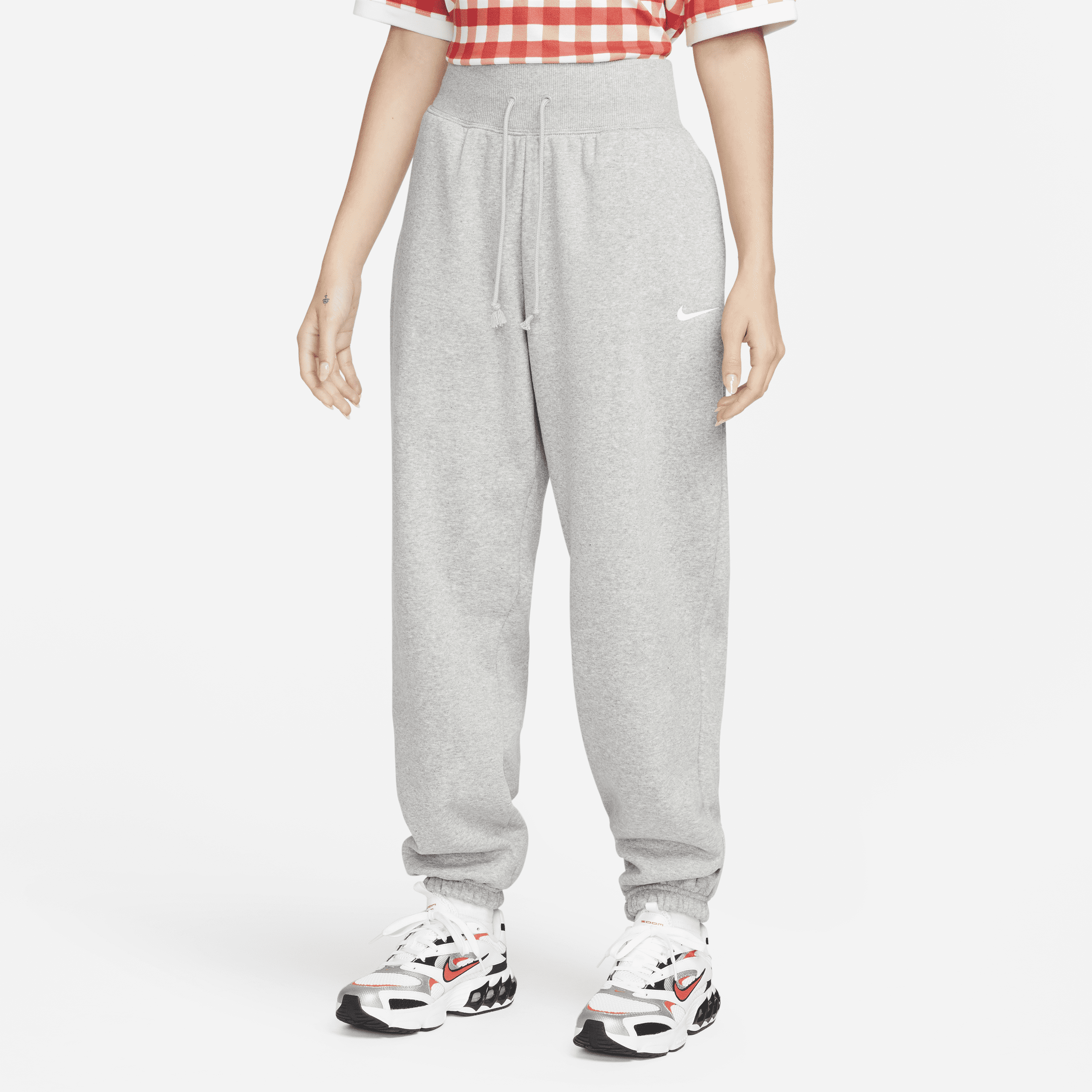 Overdimensionerede Nike Sportswear Phoenix Fleece-sweatpants med høj talje til kvinder - grå