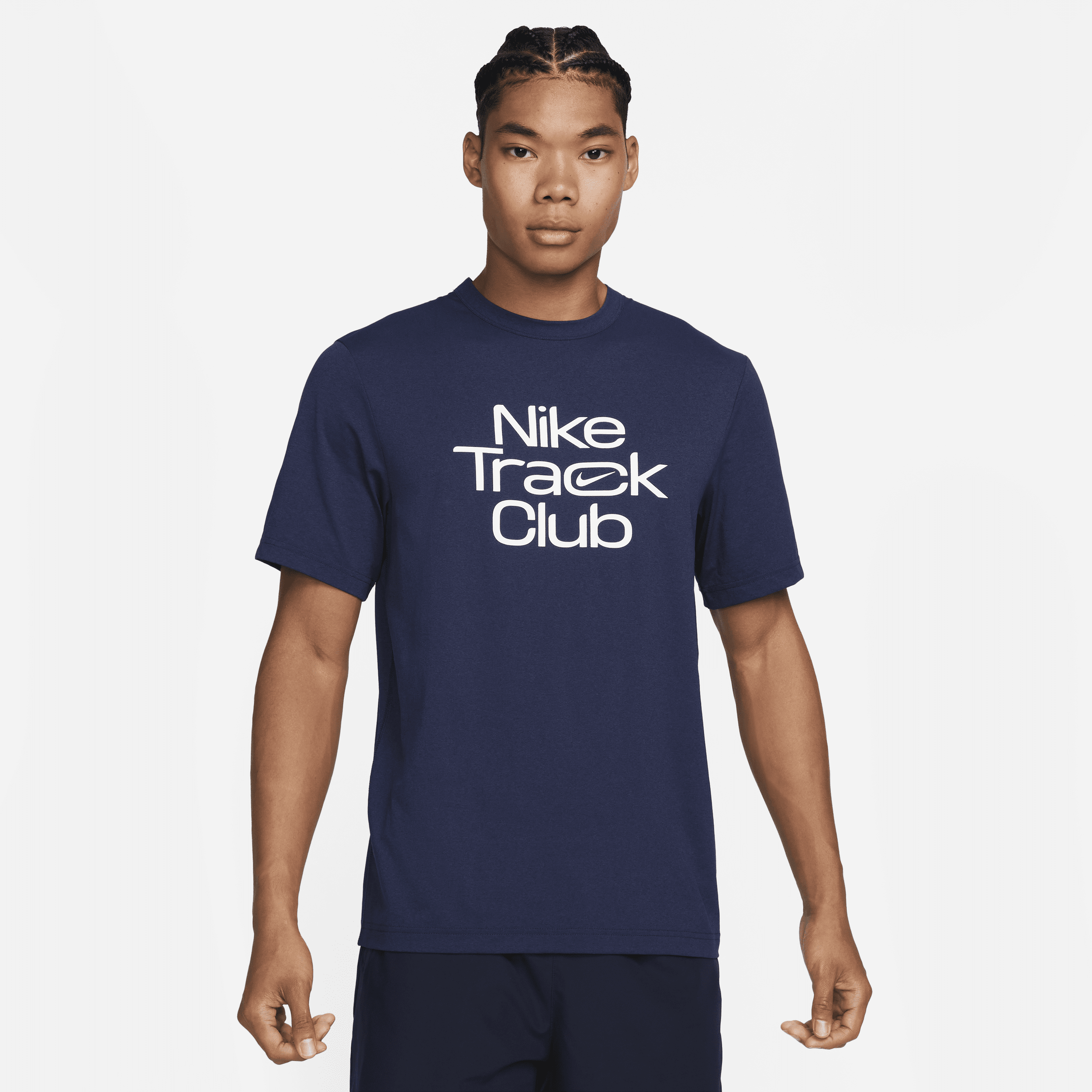 Nike Track Club Dri-FIT-løbetrøje med korte ærmer til mænd - blå