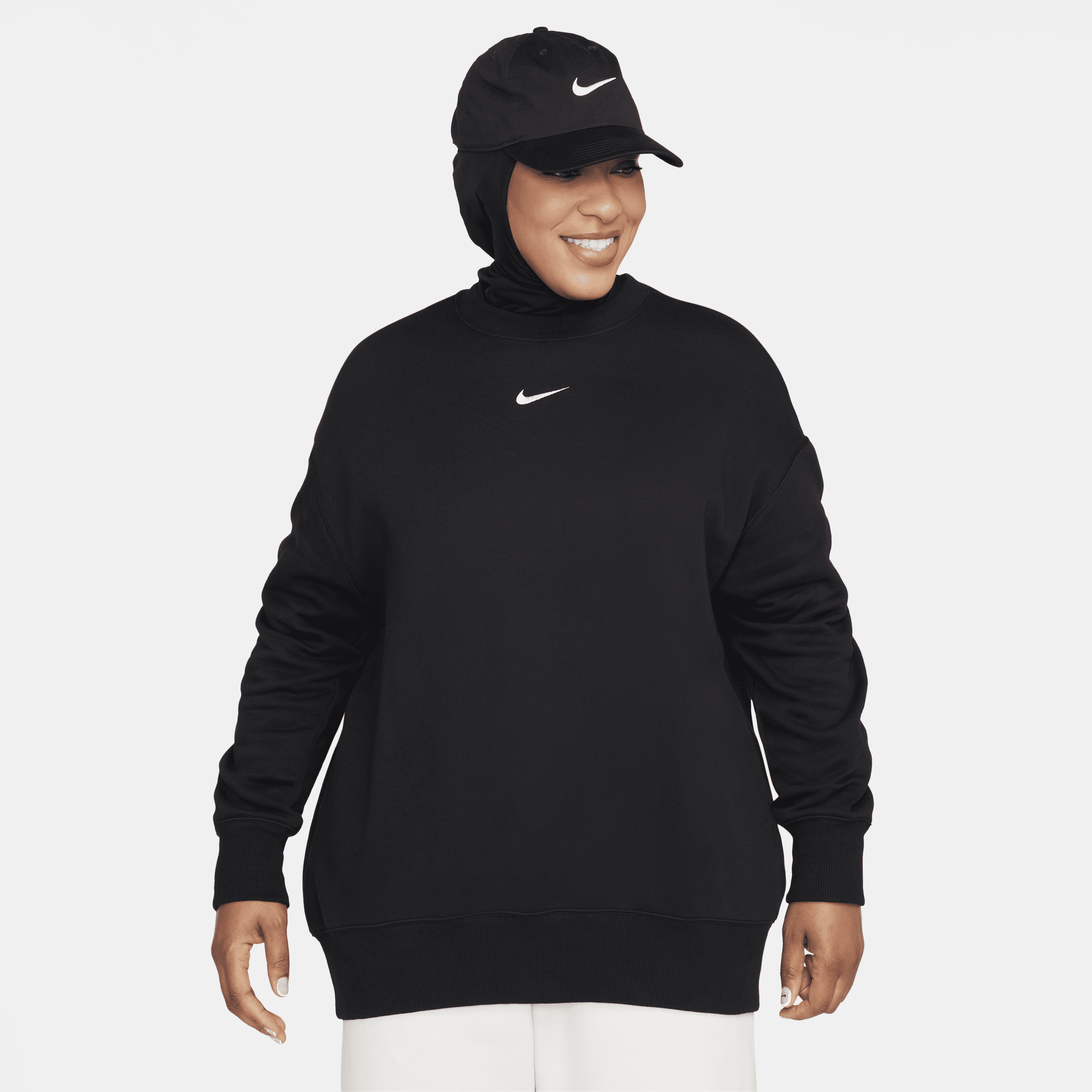 Nike Sportswear Phoenix Fleece Sudadera de chándal de cuello redondo oversize - Mujer - Negro