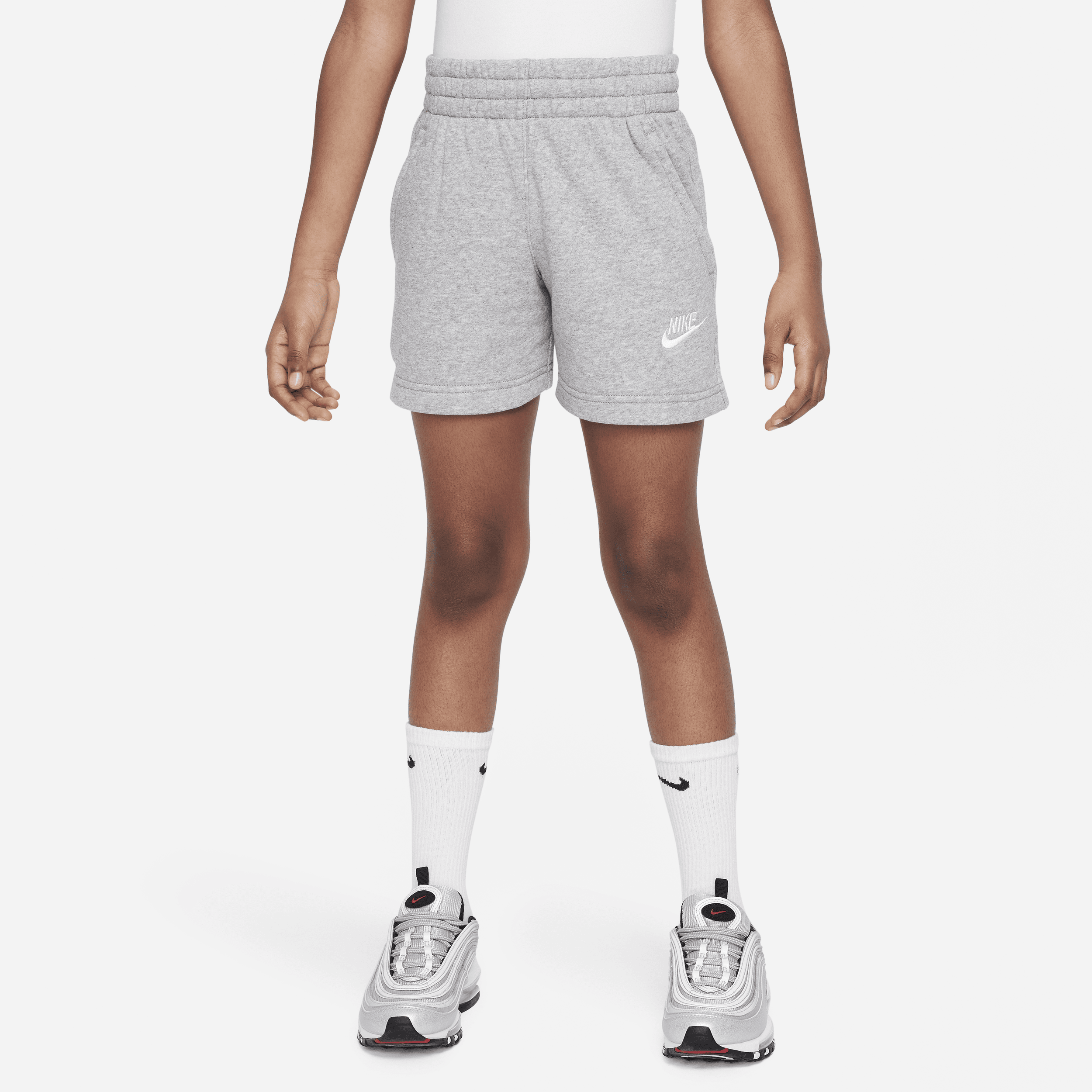 Nike Sportswear Club Fleece-shorts (13 cm) i french terry til større børn (piger) - grå