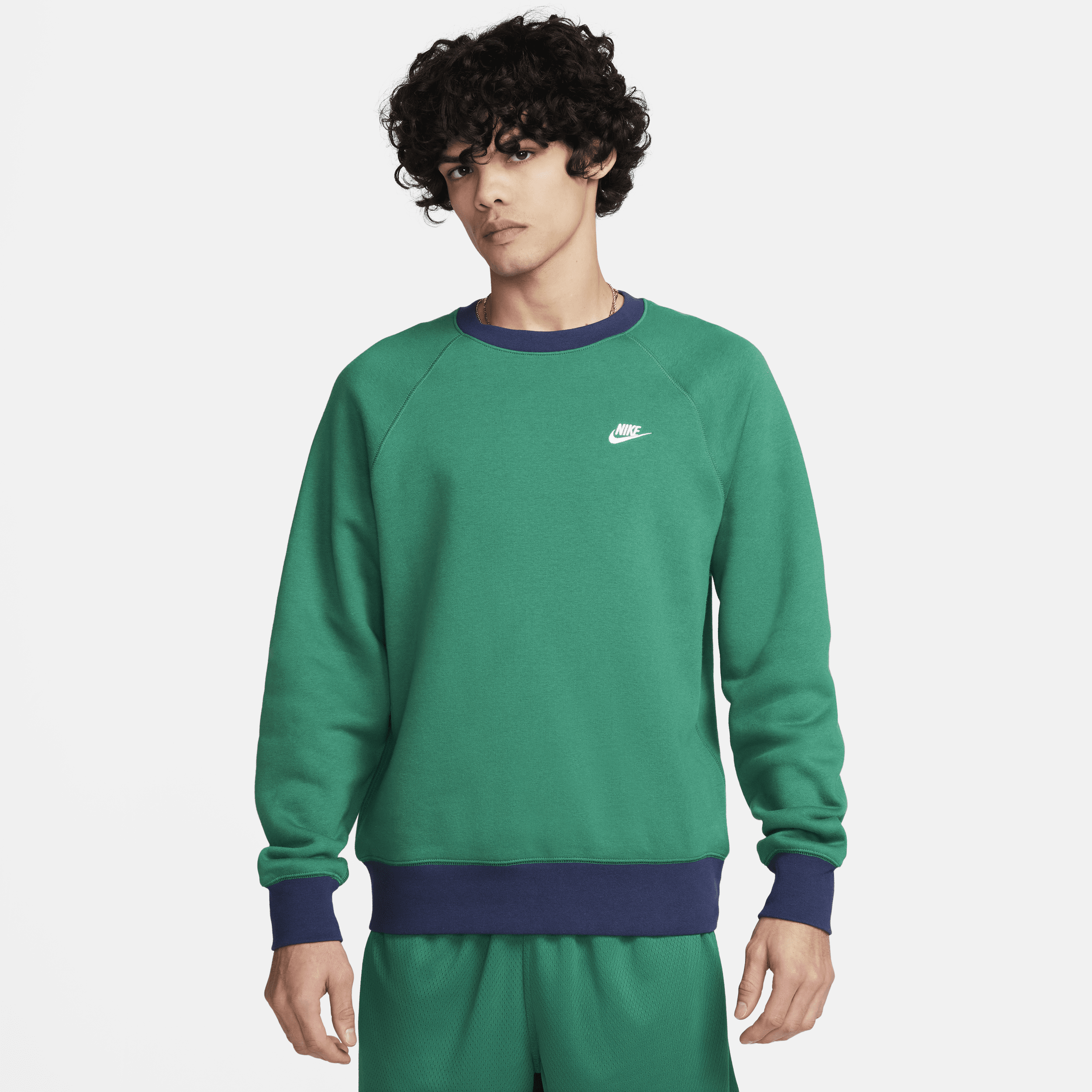 Langærmet Nike Club Fleece-raglantrøje til mænd - grøn
