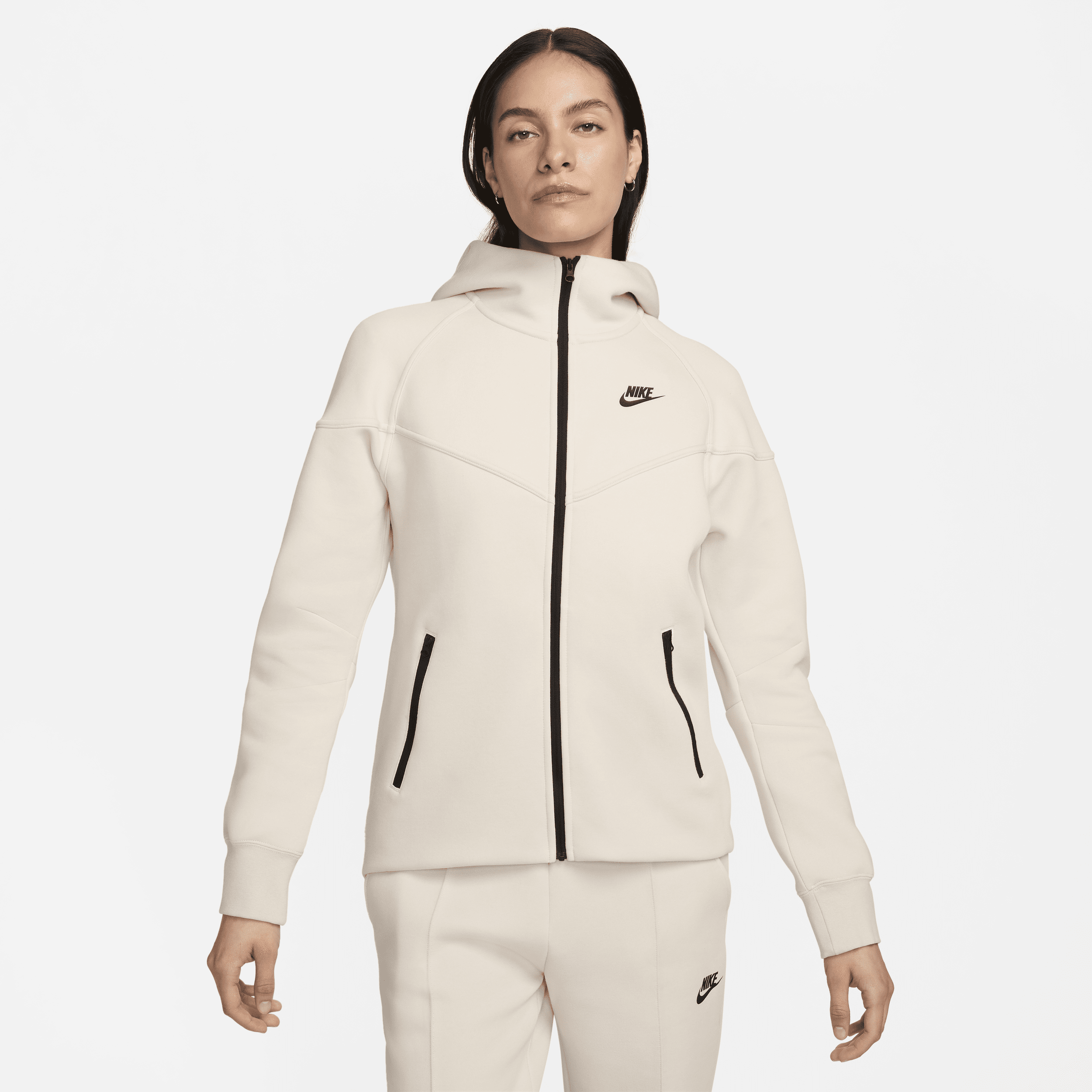 Nike Sportswear Tech Fleece Windrunner-hættetrøje med lynlås til kvinder - brun