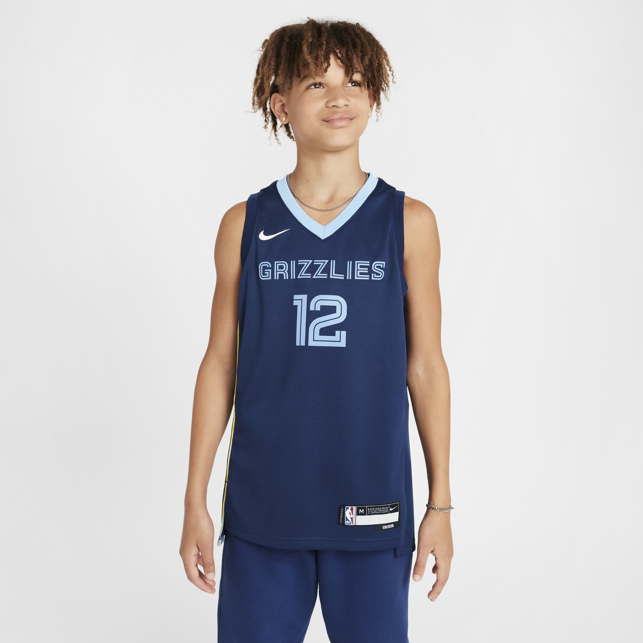 Memphis Grizzlies 2023/24 Icon Edition Nike Swingman NBA-jersey voor kids - Blauw