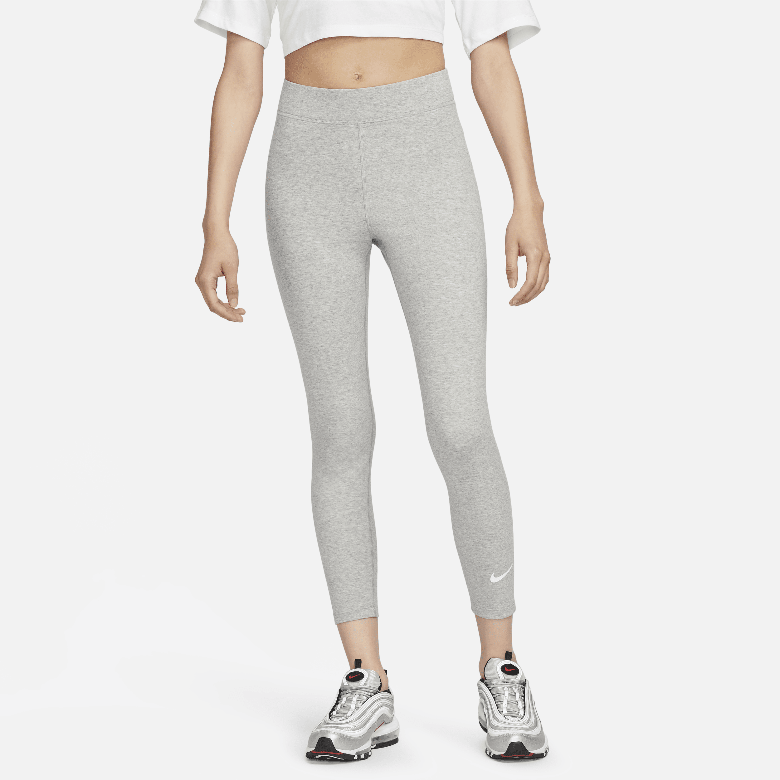 Højtaljede 7/8-Nike Sportswear Classic-leggings til kvinder - grå