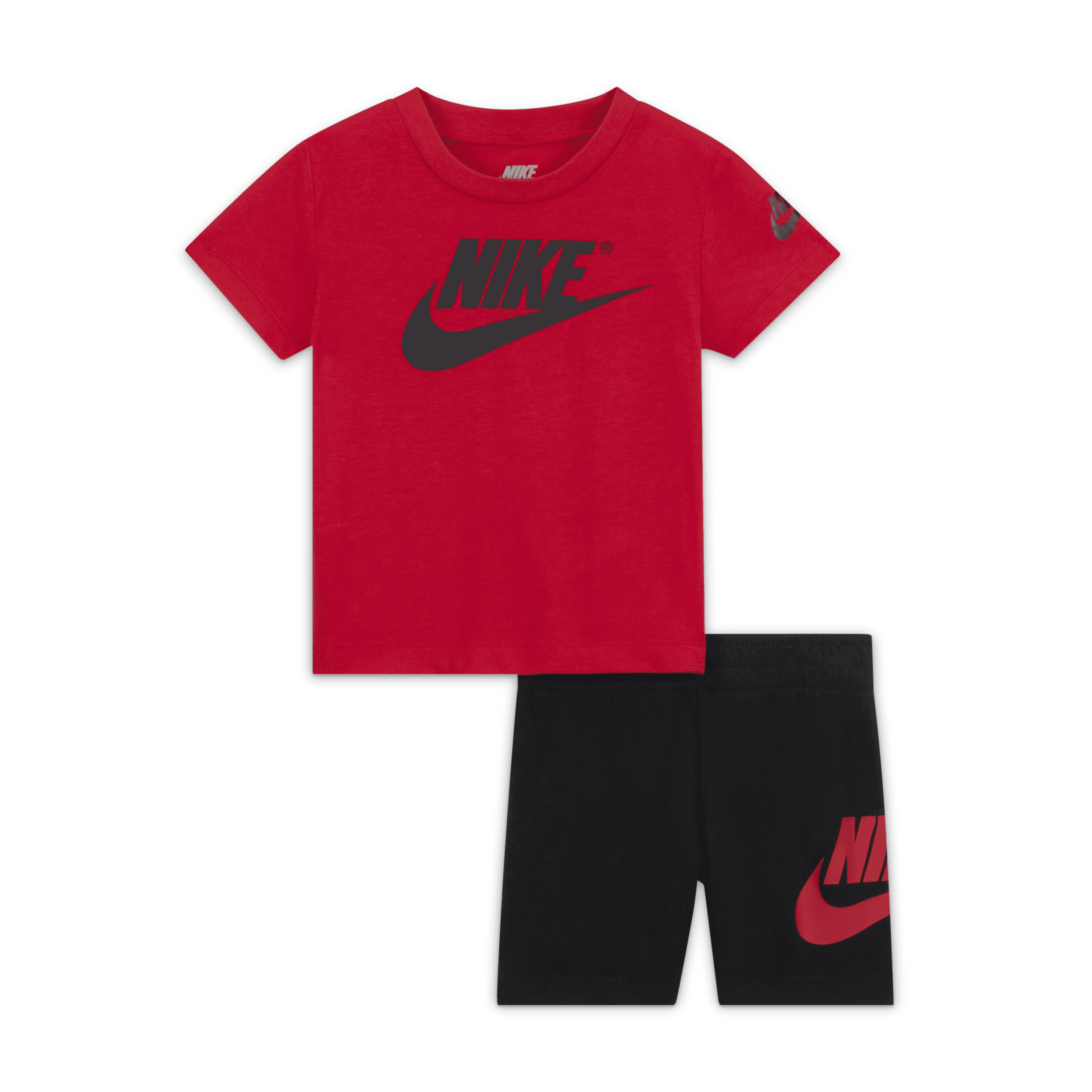 Nike-sæt med T-shirt og shorts til babyer (12-24 mdr.) - sort