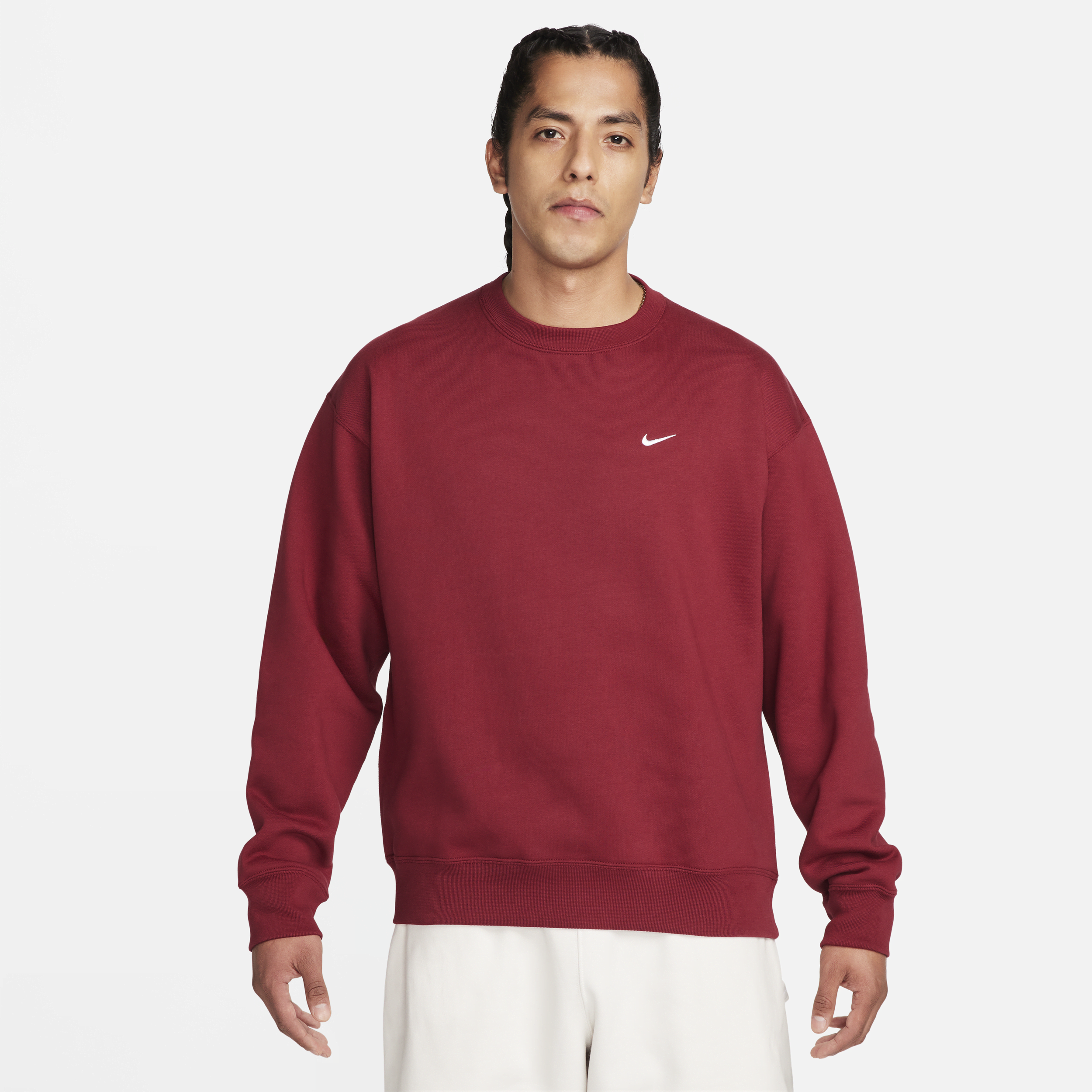 Maglia a girocollo in fleece Nike Solo Swoosh – Uomo - Rosso