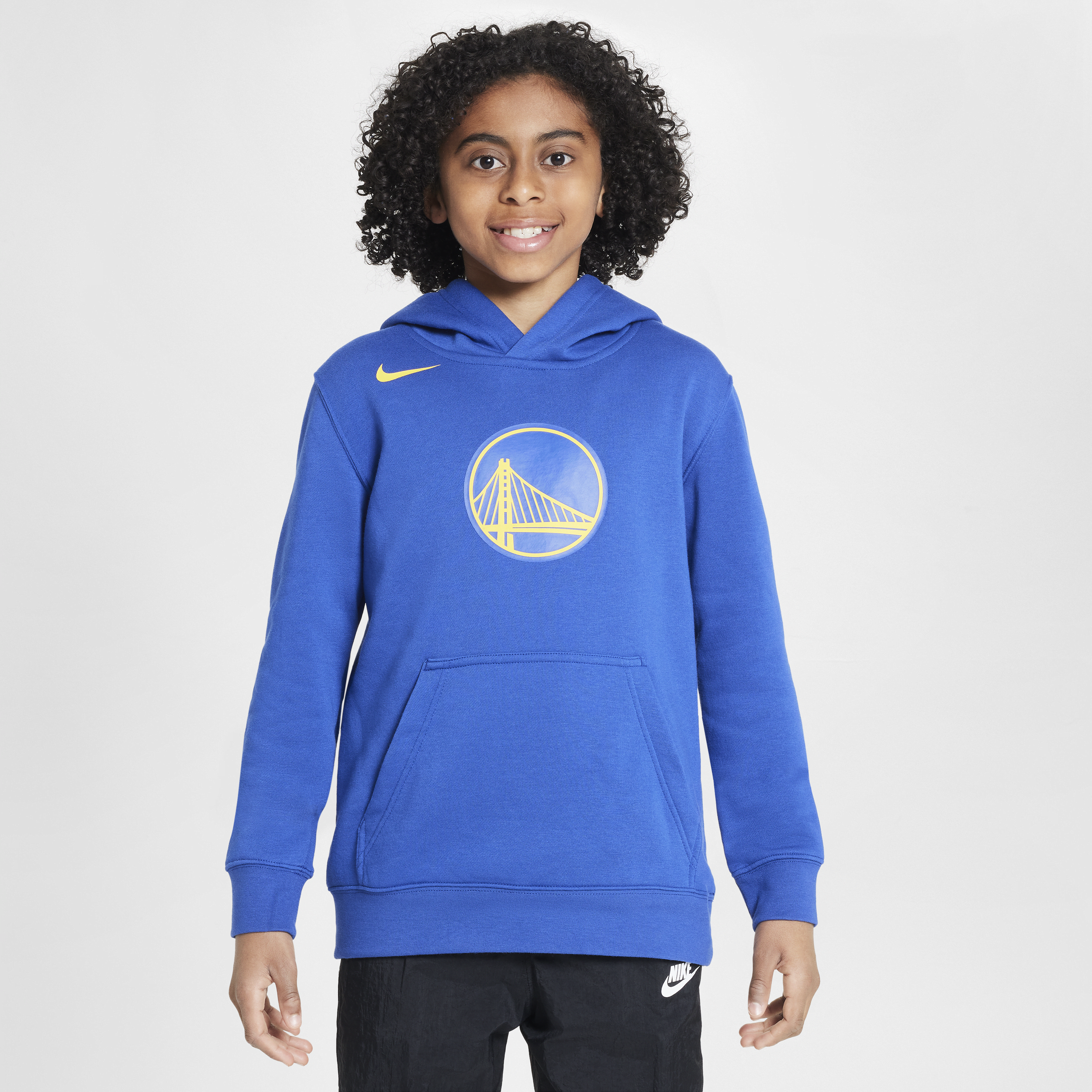 Felpa pullover in fleece con cappuccio Golden State Warriors Club Nike NBA – Ragazzo/a - Blu
