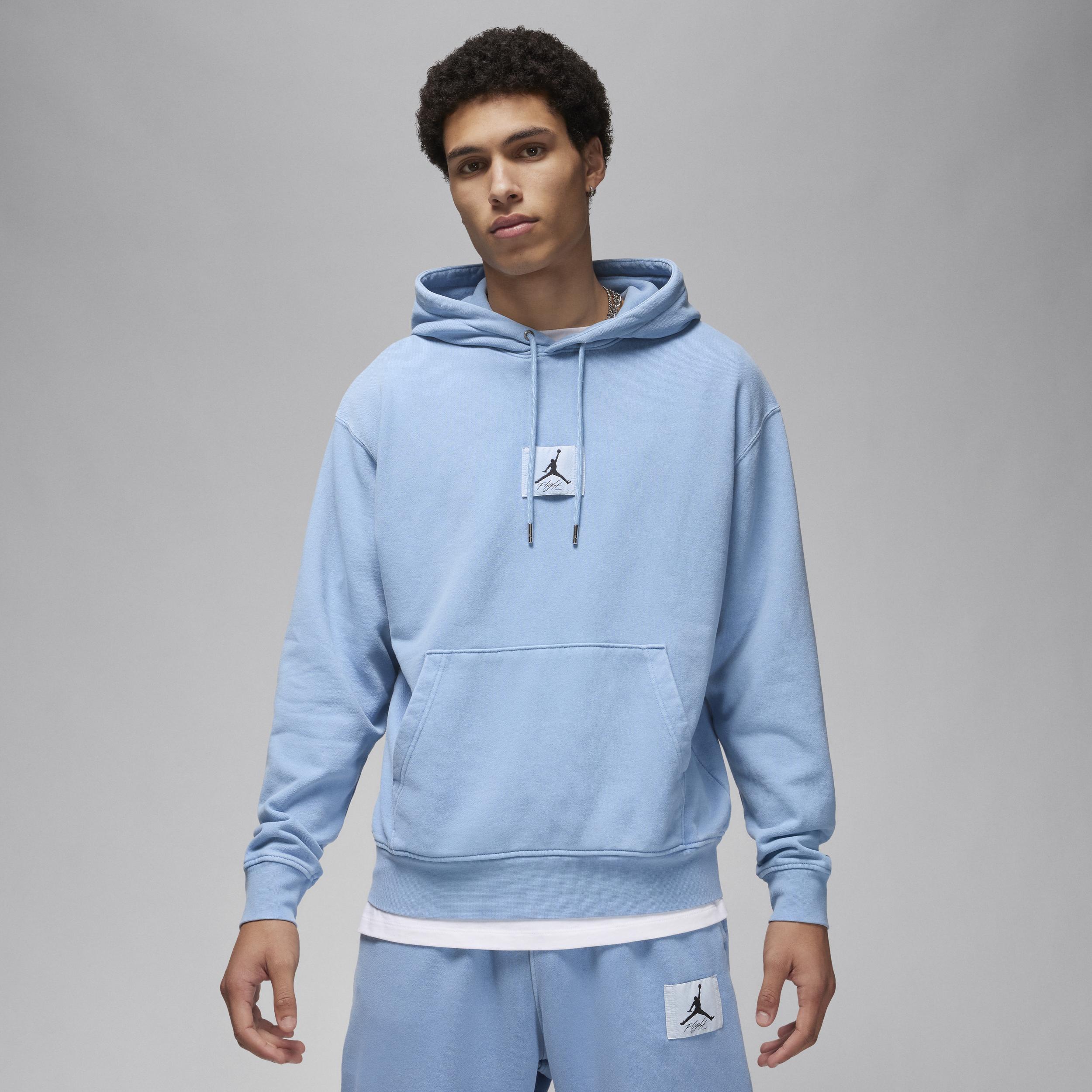 Nike Forvasket Jordan Flight Fleece-pullover-hættetrøje til mænd - blå
