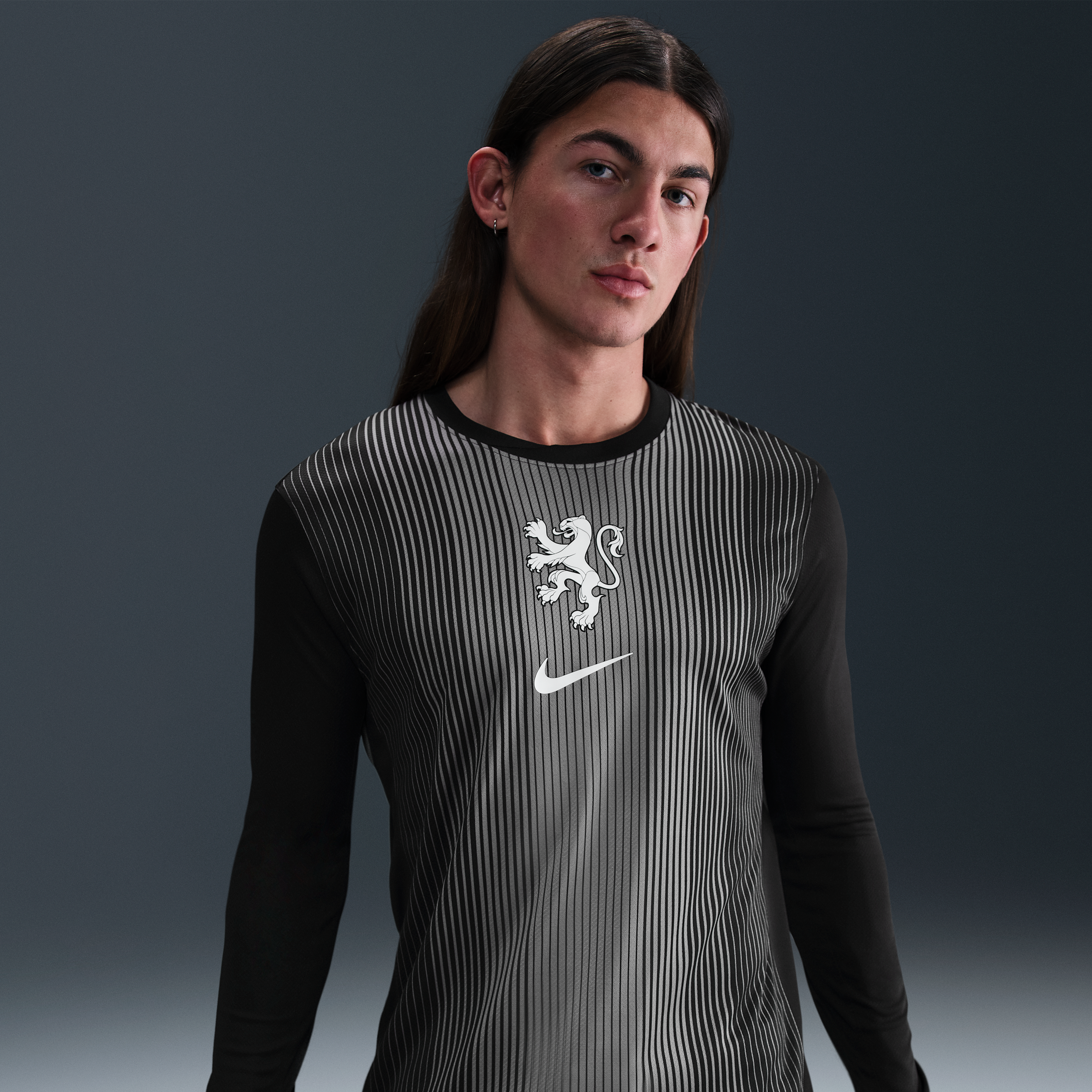 Maglia da calcio replica a manica lunga Nike Dri-FIT Olanda 2025/26 Stadium da uomo – Goalkeeper - Nero