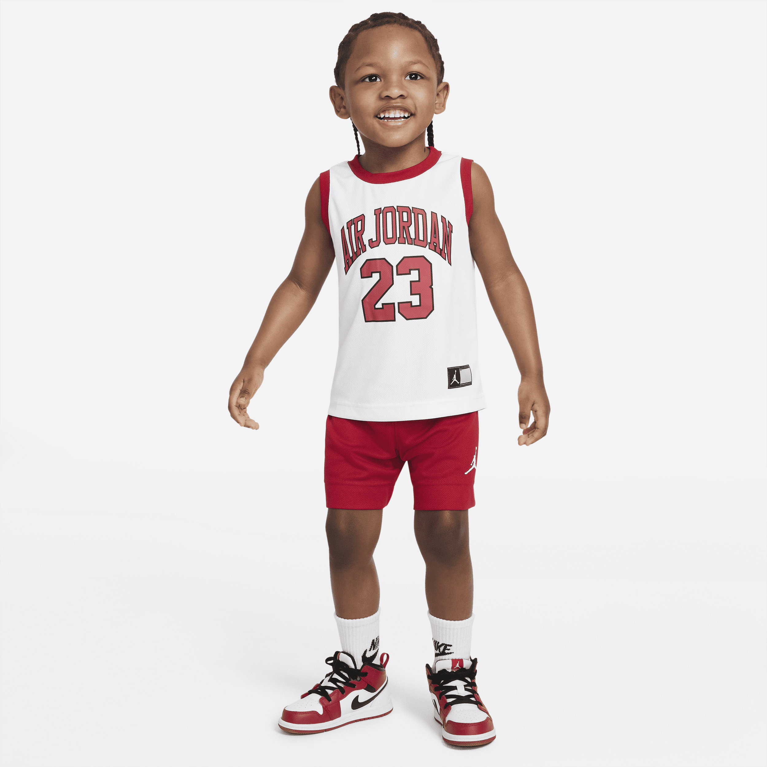 Jordan-sæt med tanktop og shorts til småbørn - rød