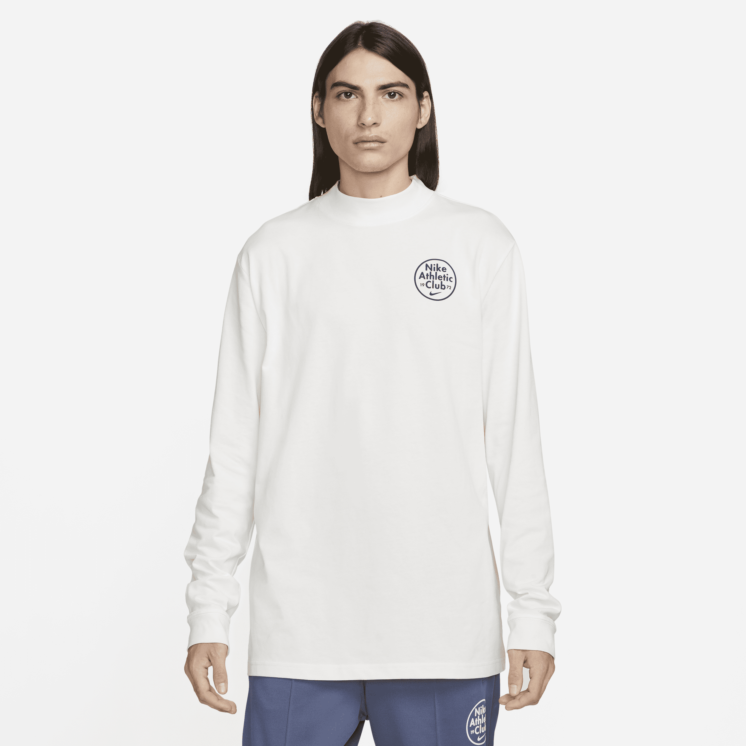 Nike Sportswear T-shirt met opstaande kraag en lange mouwen voor heren - Wit