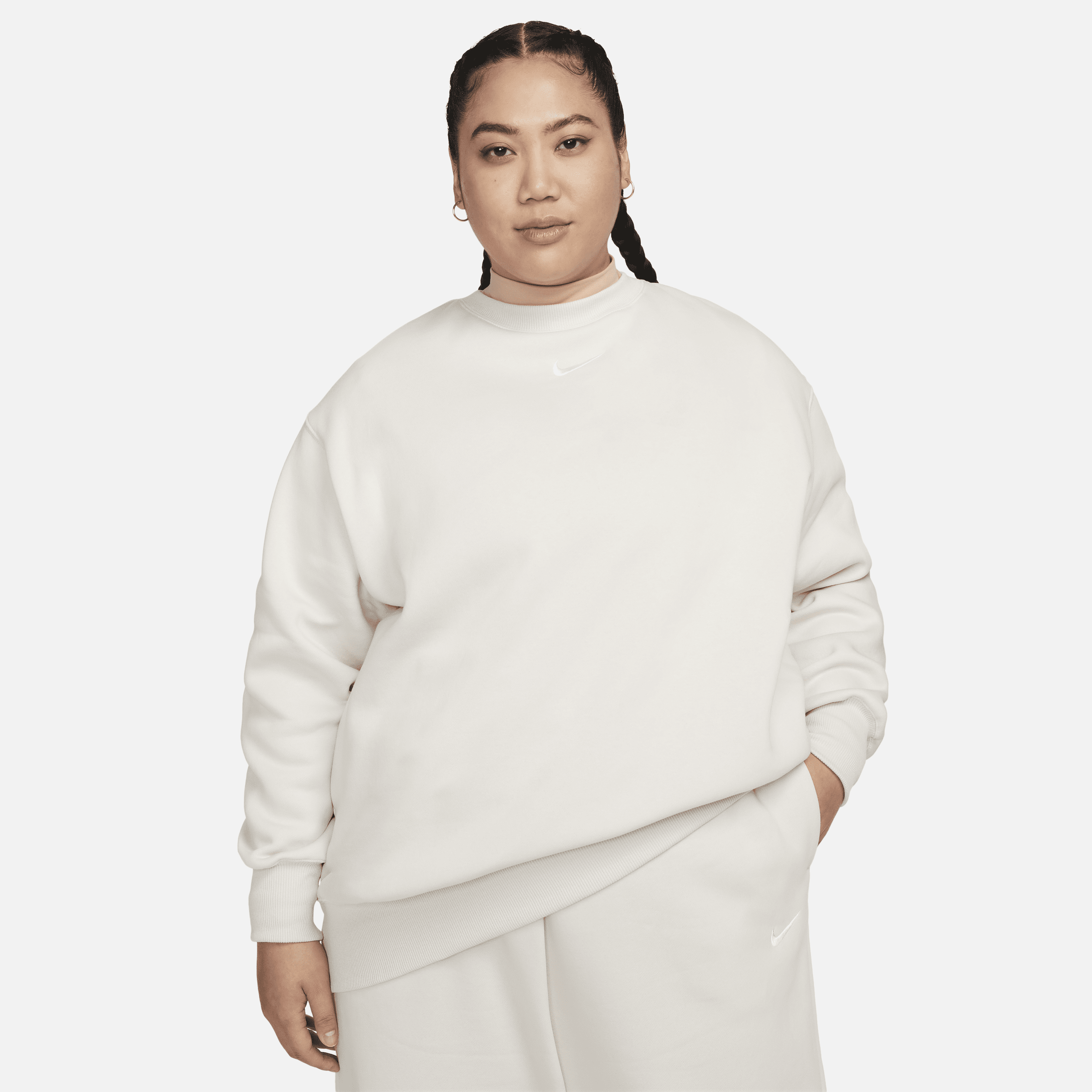 Oversized Nike Sportswear Phoenix Fleece-sweatshirt (plus size) med rund hals til kvinder - brun