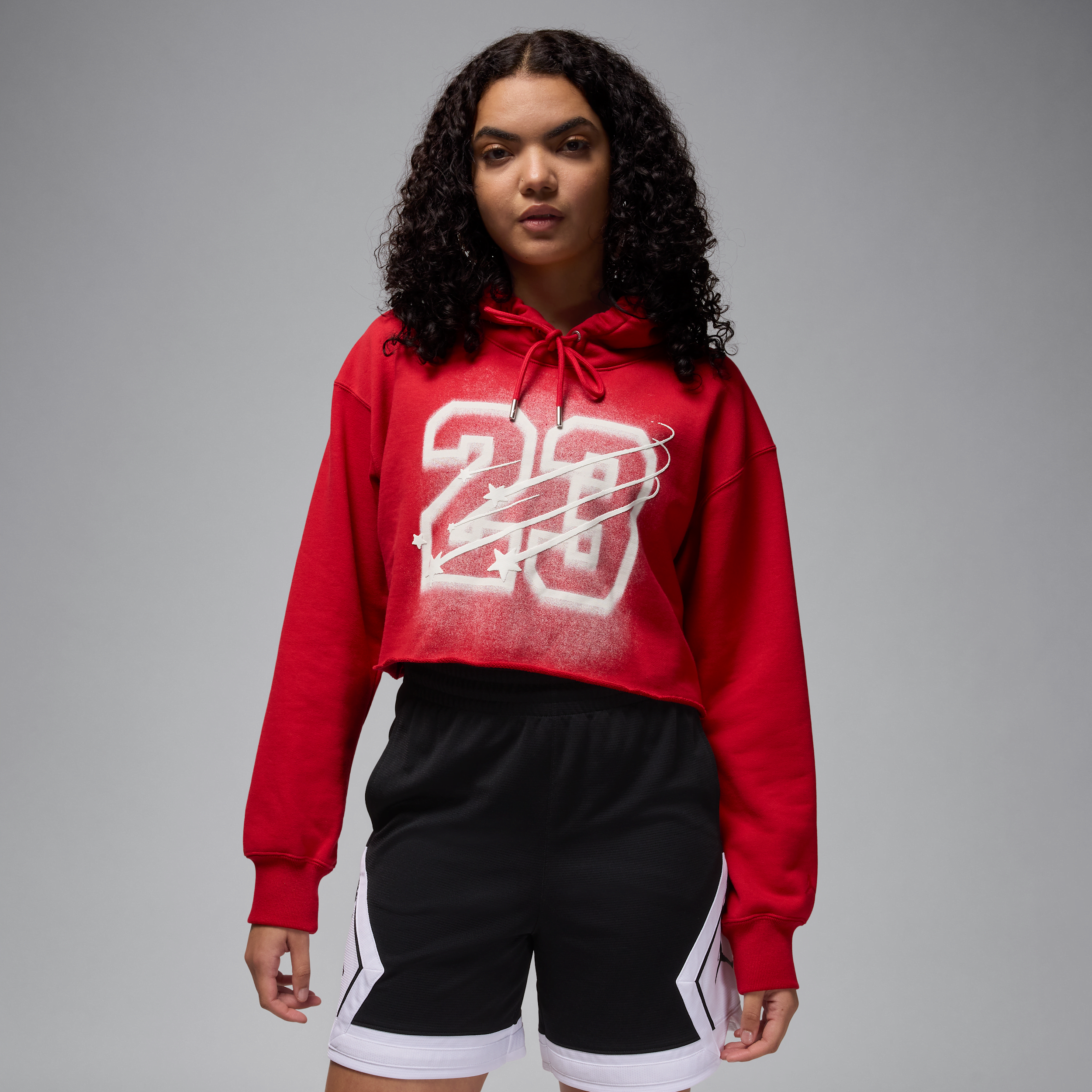 Nike Felpa corta con cappuccio e fodera in satin Jordan Flight Fleece – Donna - Rosso