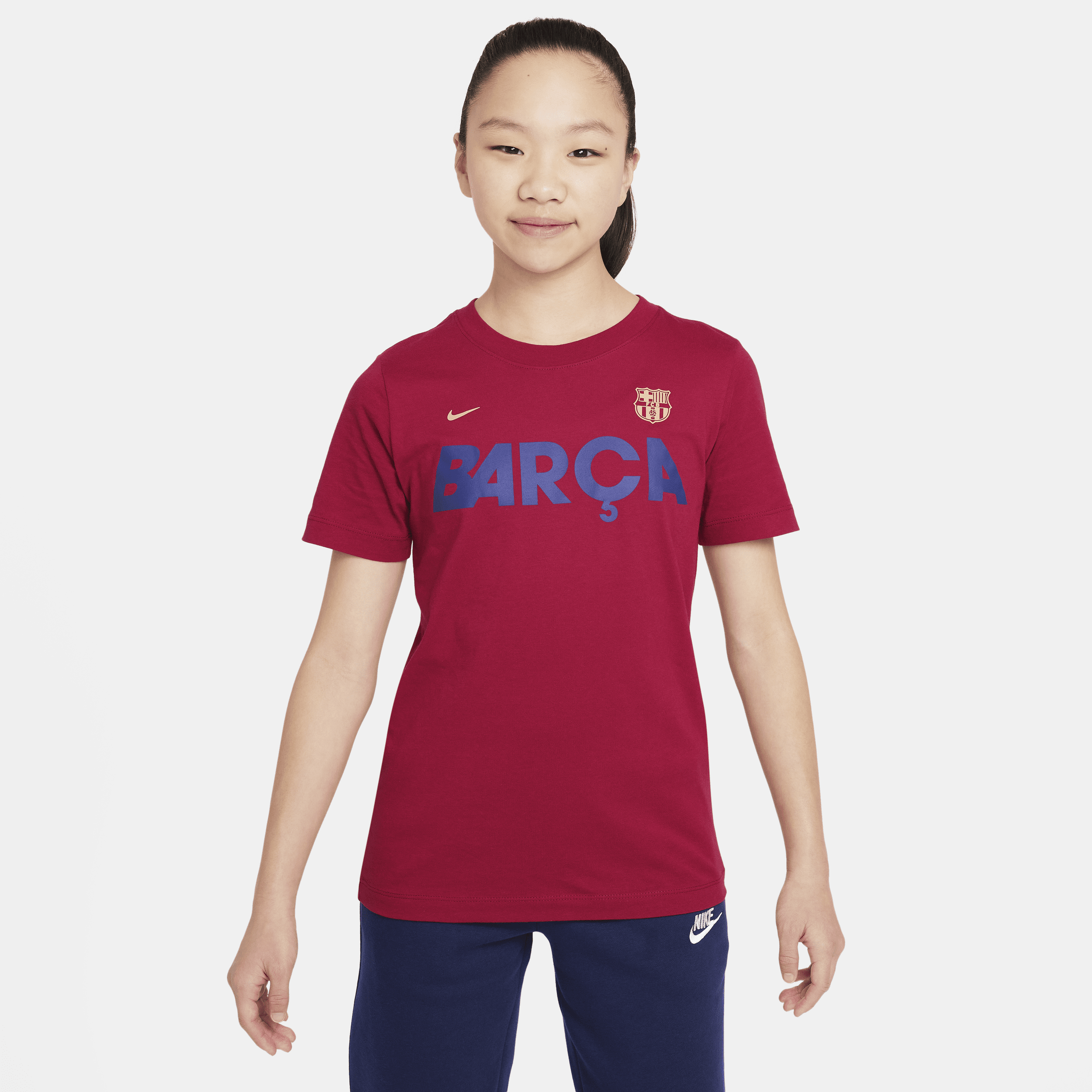 FC Barcelona Mercurial Nike Football-T-shirt til større børn - rød