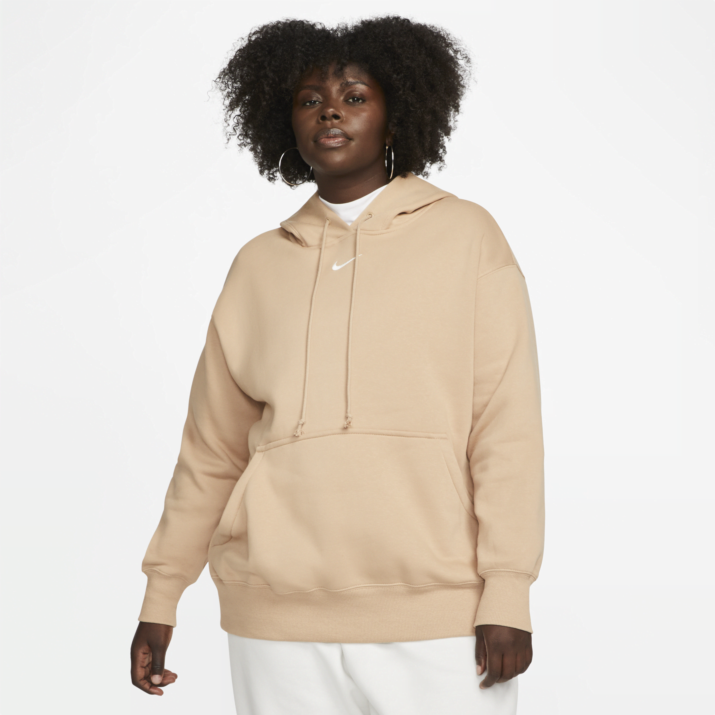 Oversized Nike Sportswear Phoenix Fleece-pullover-hættetrøje til kvinder (plus size) - brun
