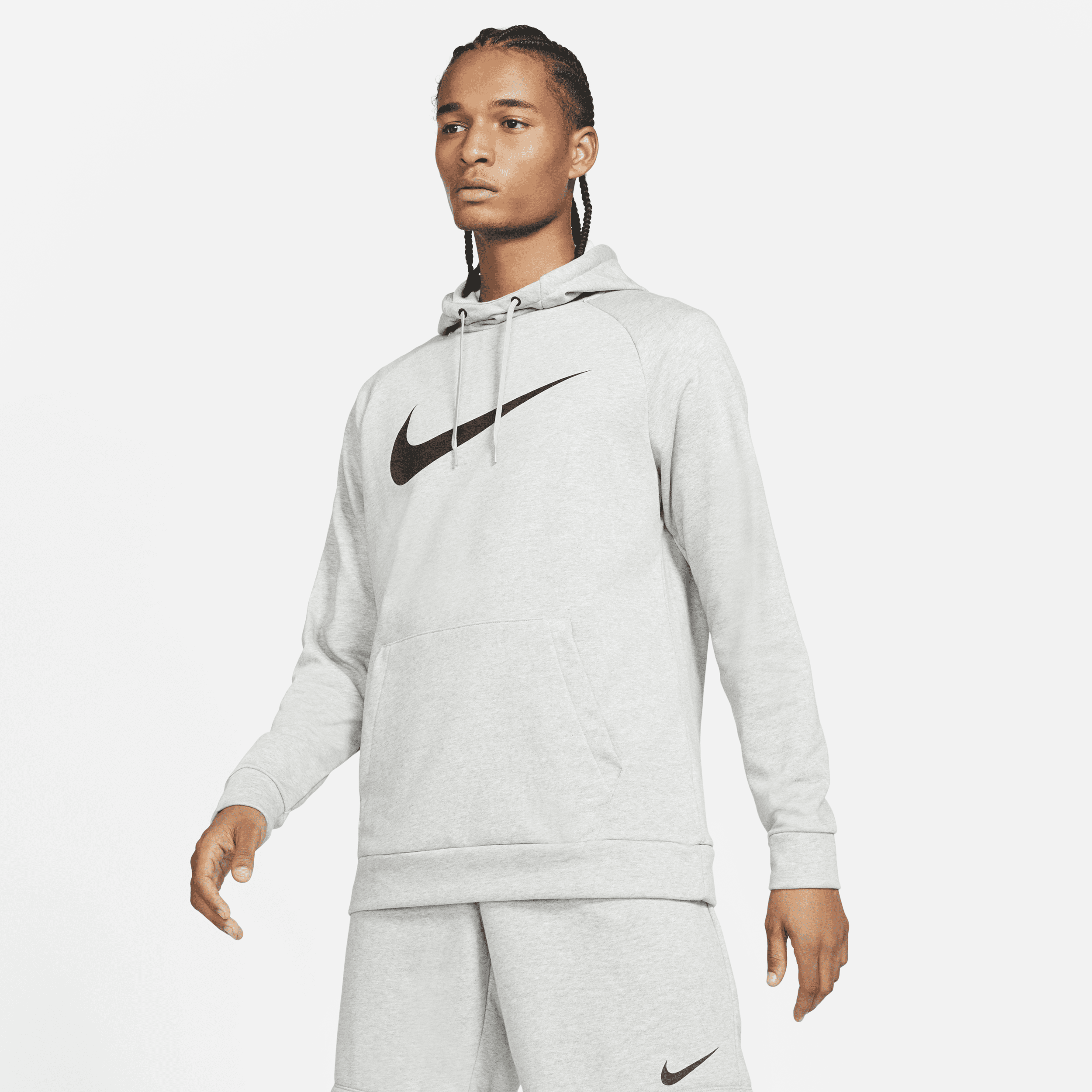 Nike Dry Graphic-fitnesspullover med Dri-FIT-hætte til mænd - grå