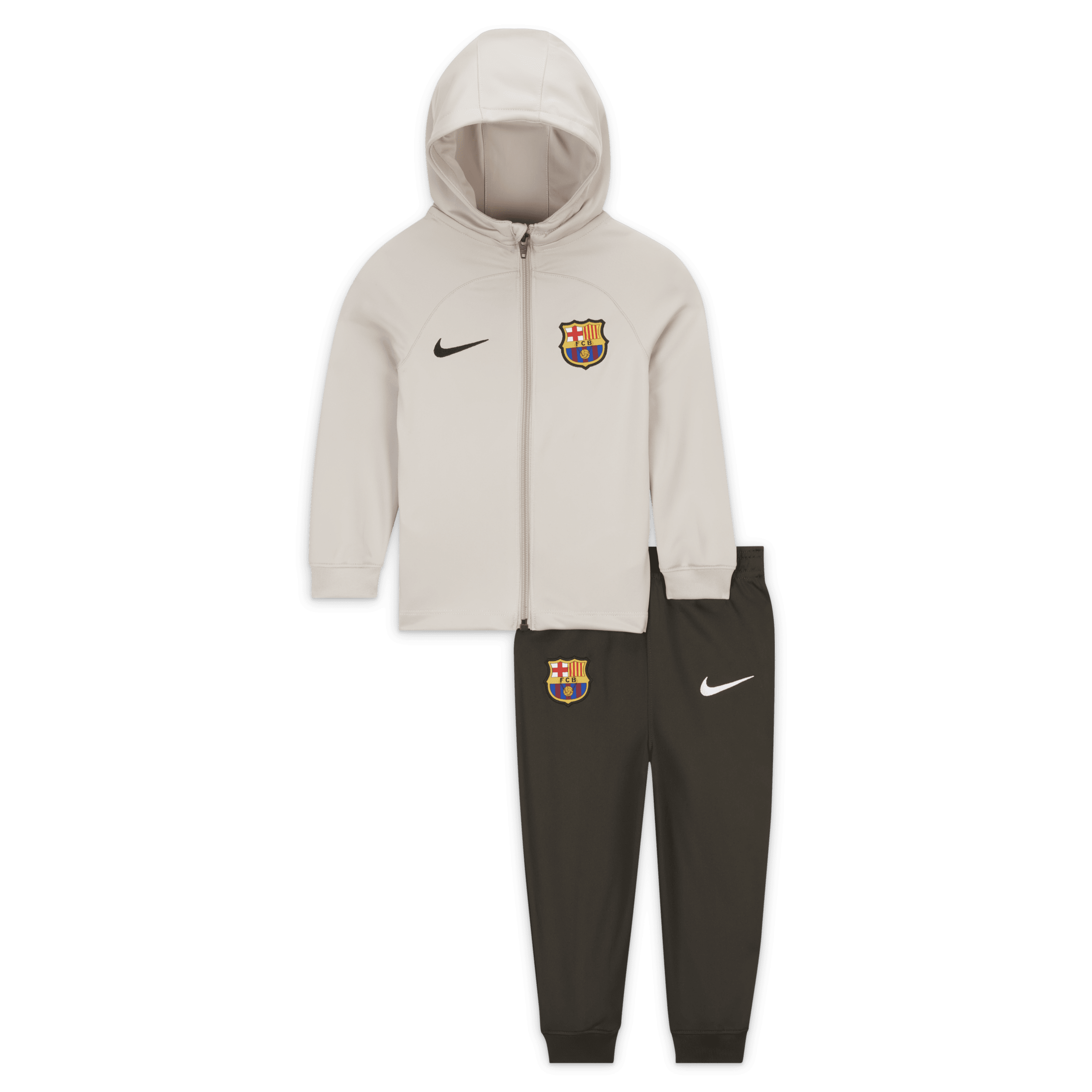 FC Barcelona Strike Nike Dri-FIT trainingspak met capuchon voor baby's/peuters - Bruin