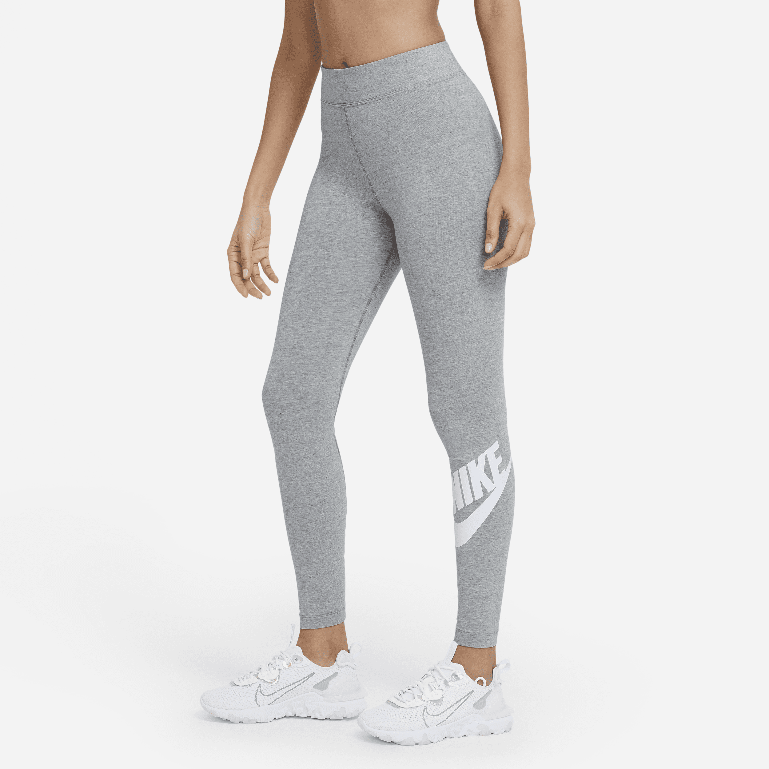 Nike Sportswear Essential Leggings de talle alto con logotipo - Mujer - Gris