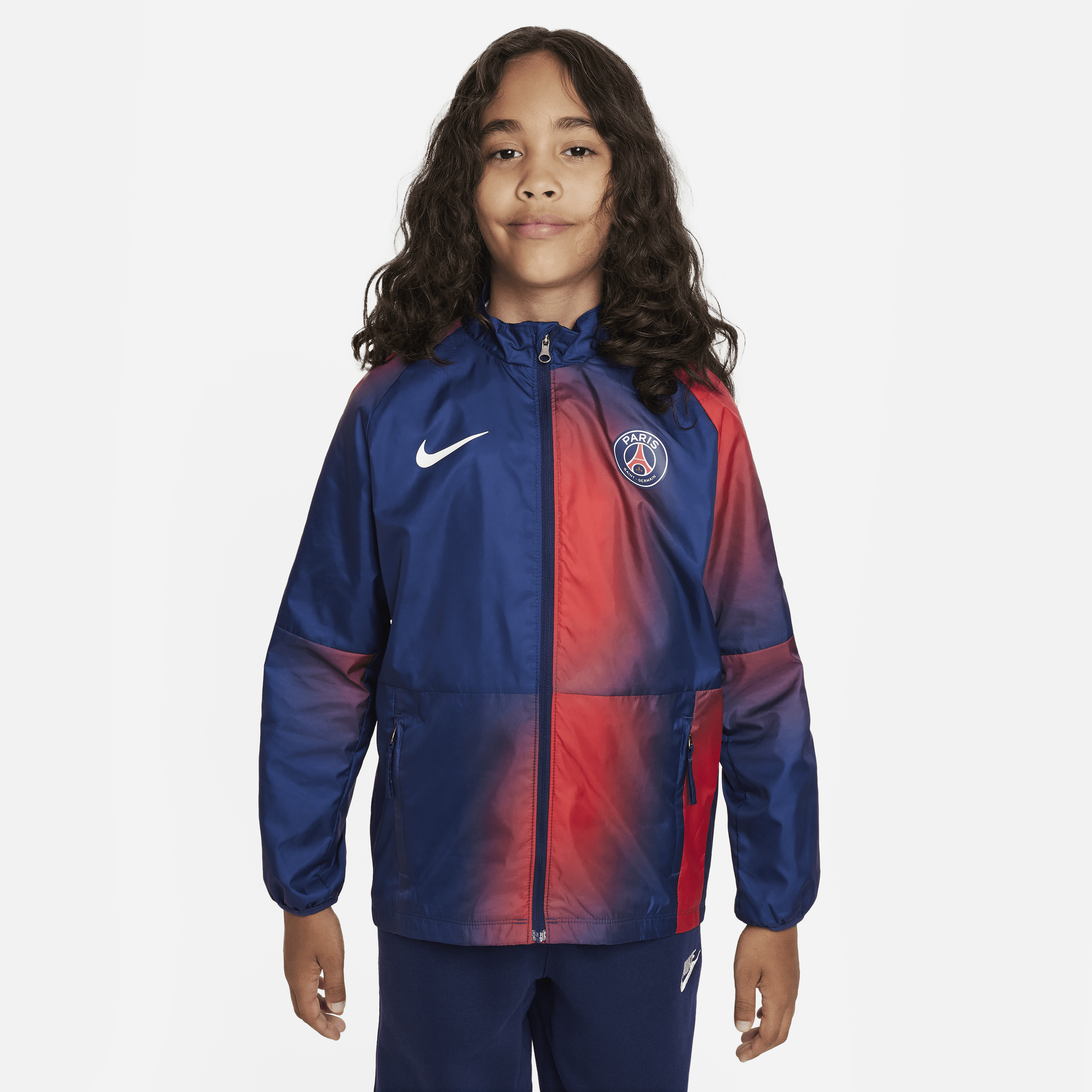Paris Saint-Germain Repel Academy AWF Nike-fodboldjakke til større børn - blå