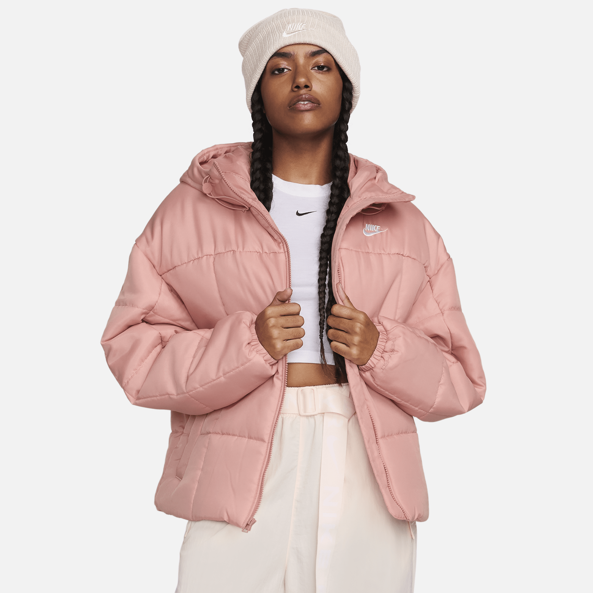 Giacca Loose Fit con cappuccio Therma-FIT Nike Sportswear Classic Puffer – Donna - Rosa