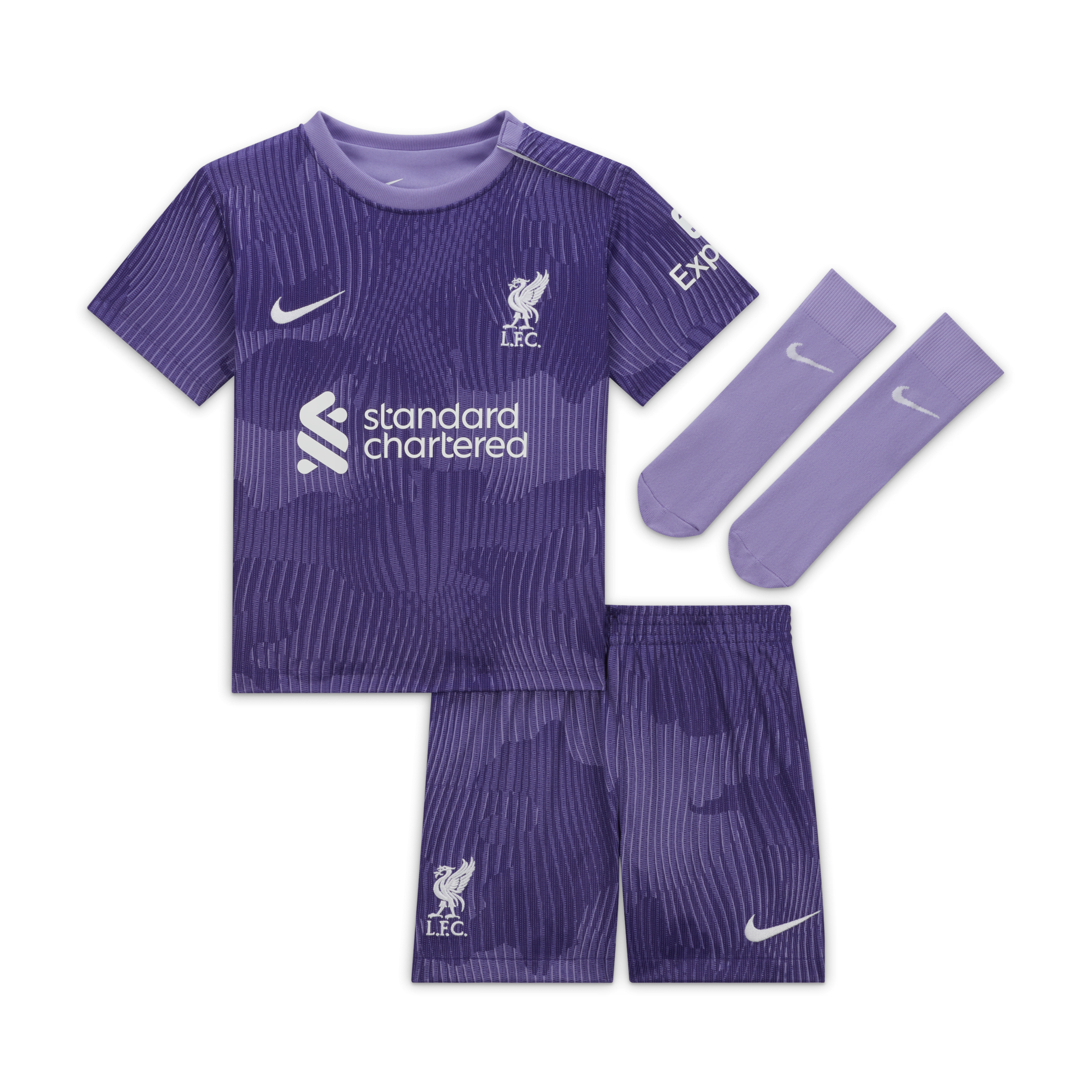 Tercera equipación Liverpool FC 2023/24 Equipación de tres piezas Nike Football - Bebé e infantil - Morado