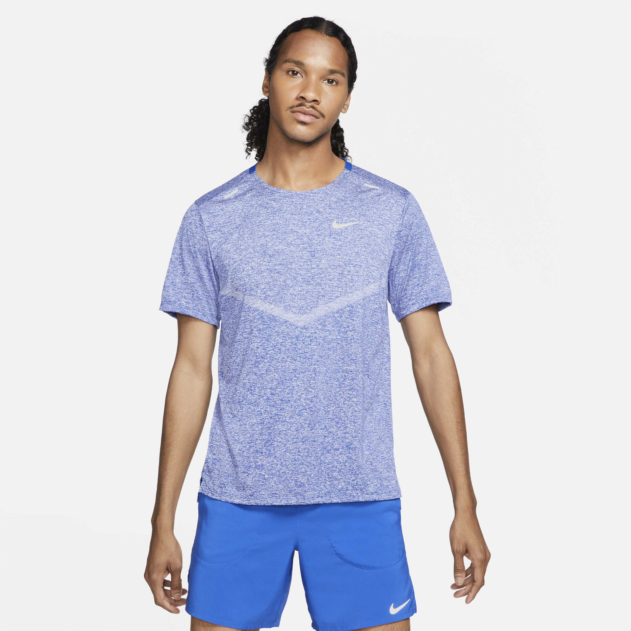 Kortærmet Nike Rise 365 Dri-FIT-løbeoverdel til mænd - blå