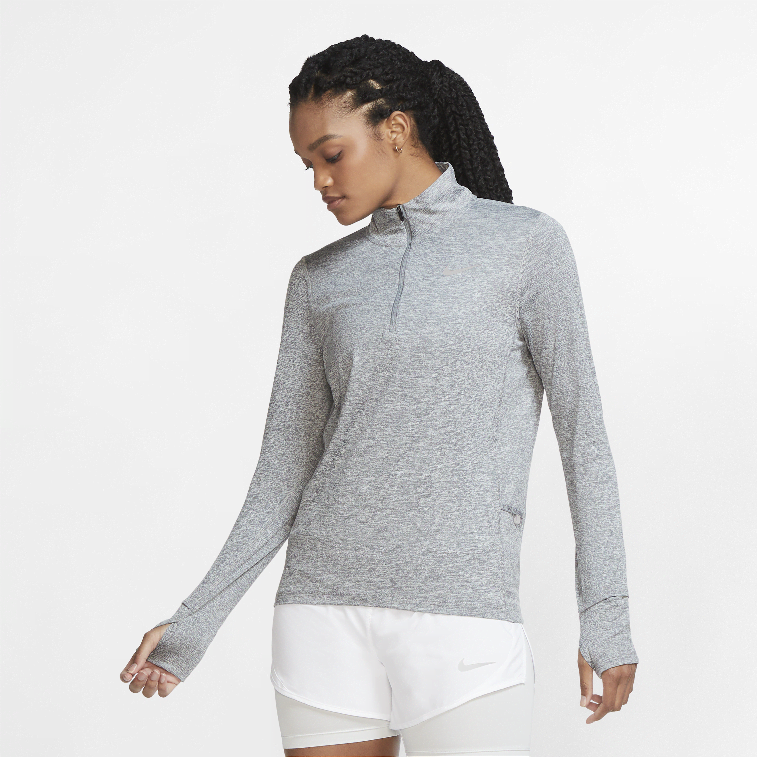 Nike-løbeoverdel med 1/2 lynlås til kvinder - grå