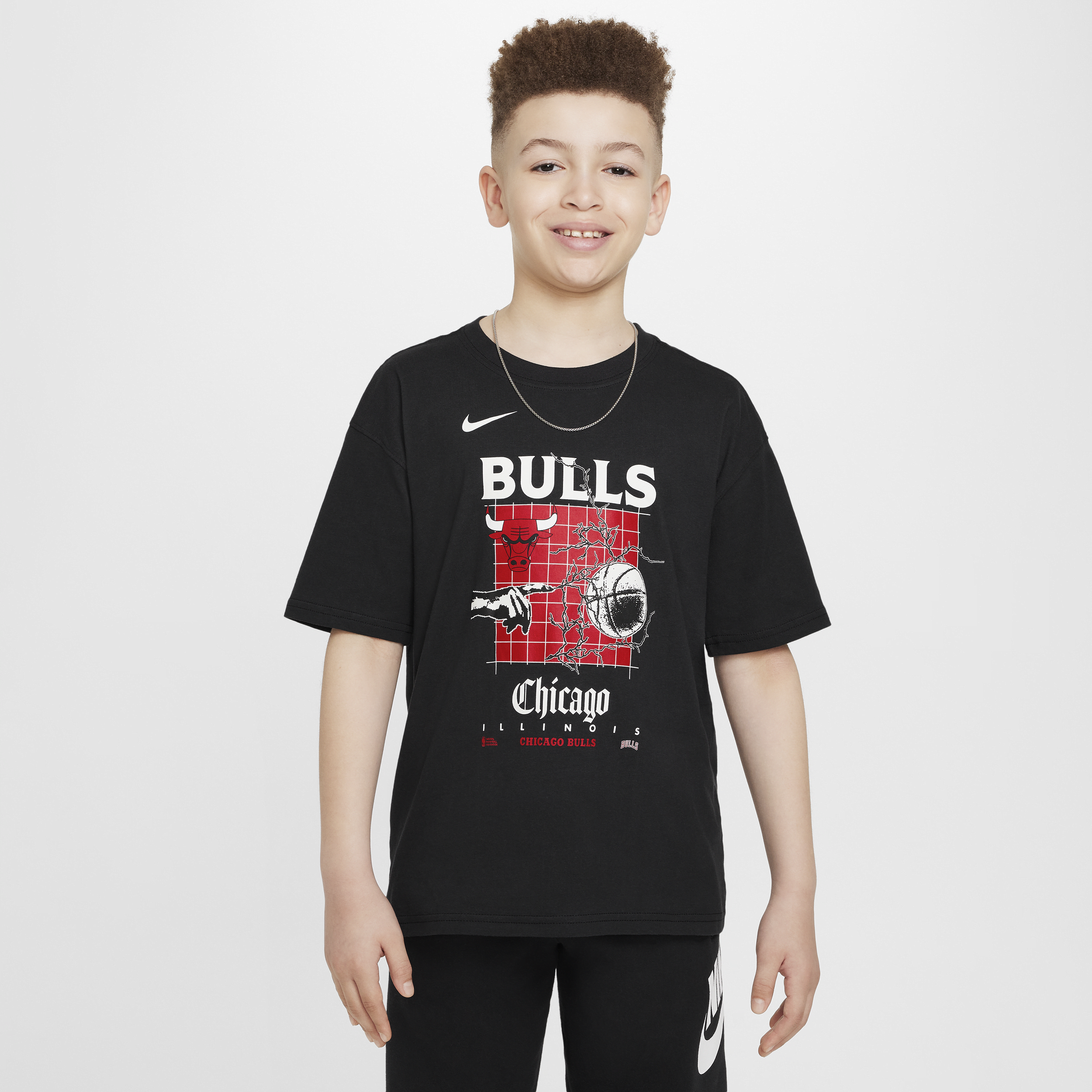 Chicago Bulls Courtside Nike NBA Max90-T-shirt til større børn - sort