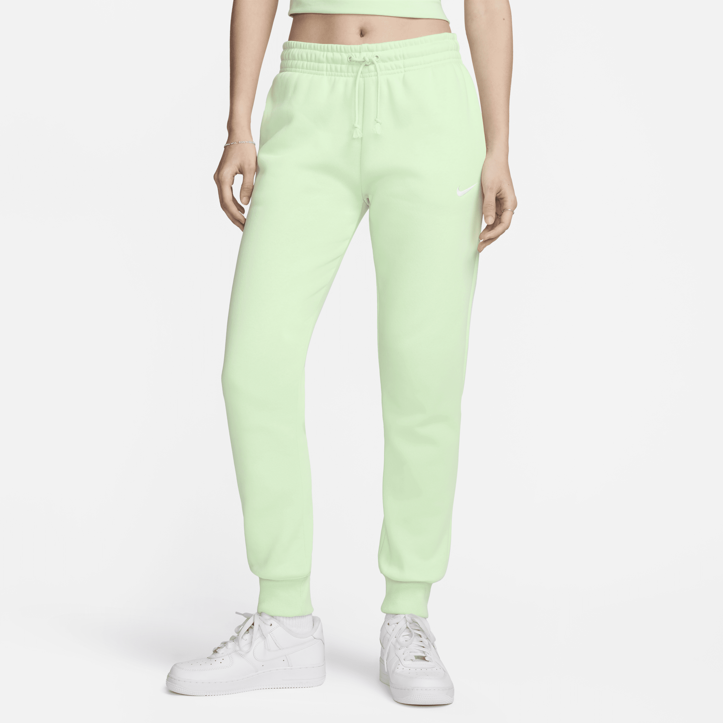 Nike Sportswear Phoenix Fleece-sweatpants med mellemhøj talje til kvinder - grøn