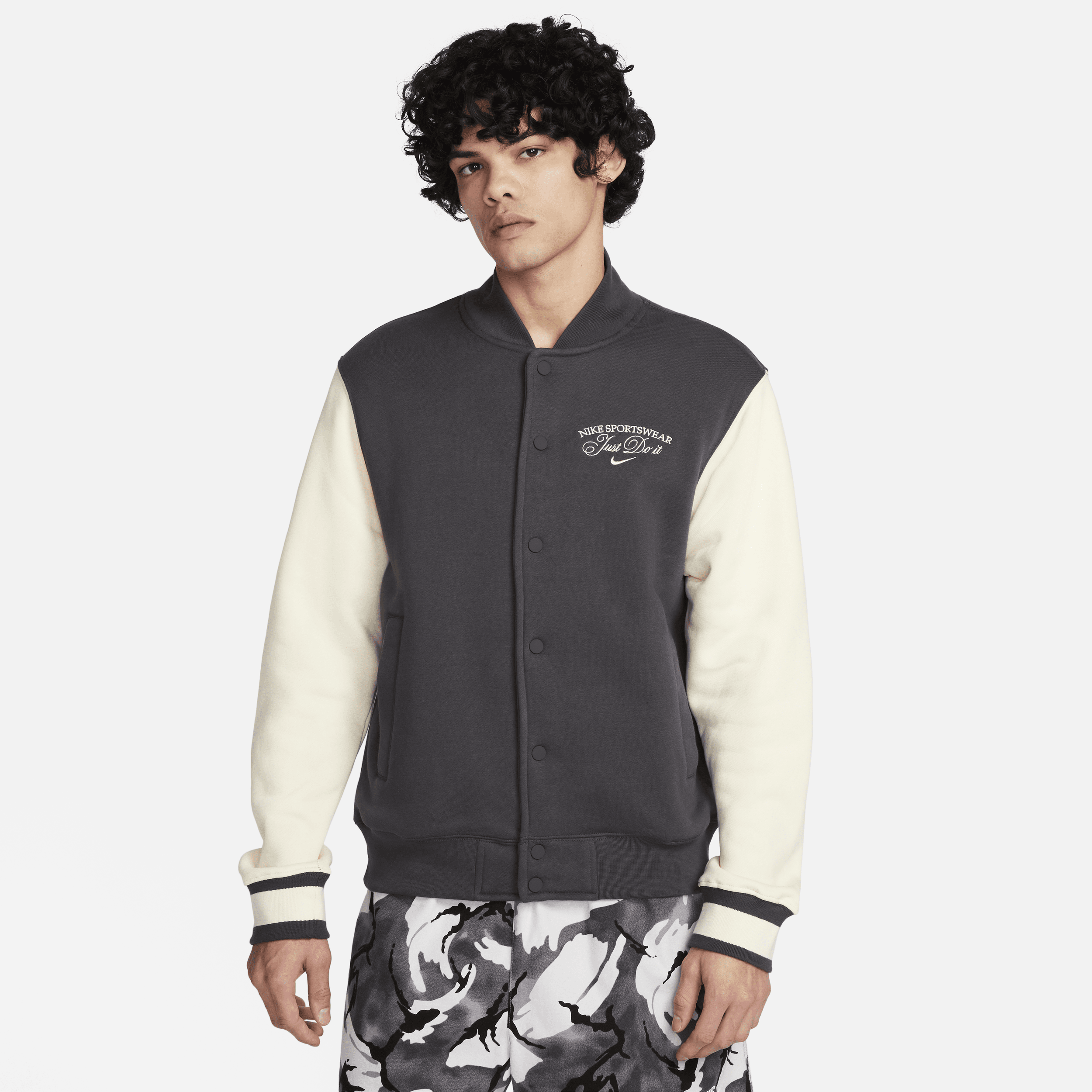 Nike Sportswear Varsity-jakke i fleece til mænd - grå