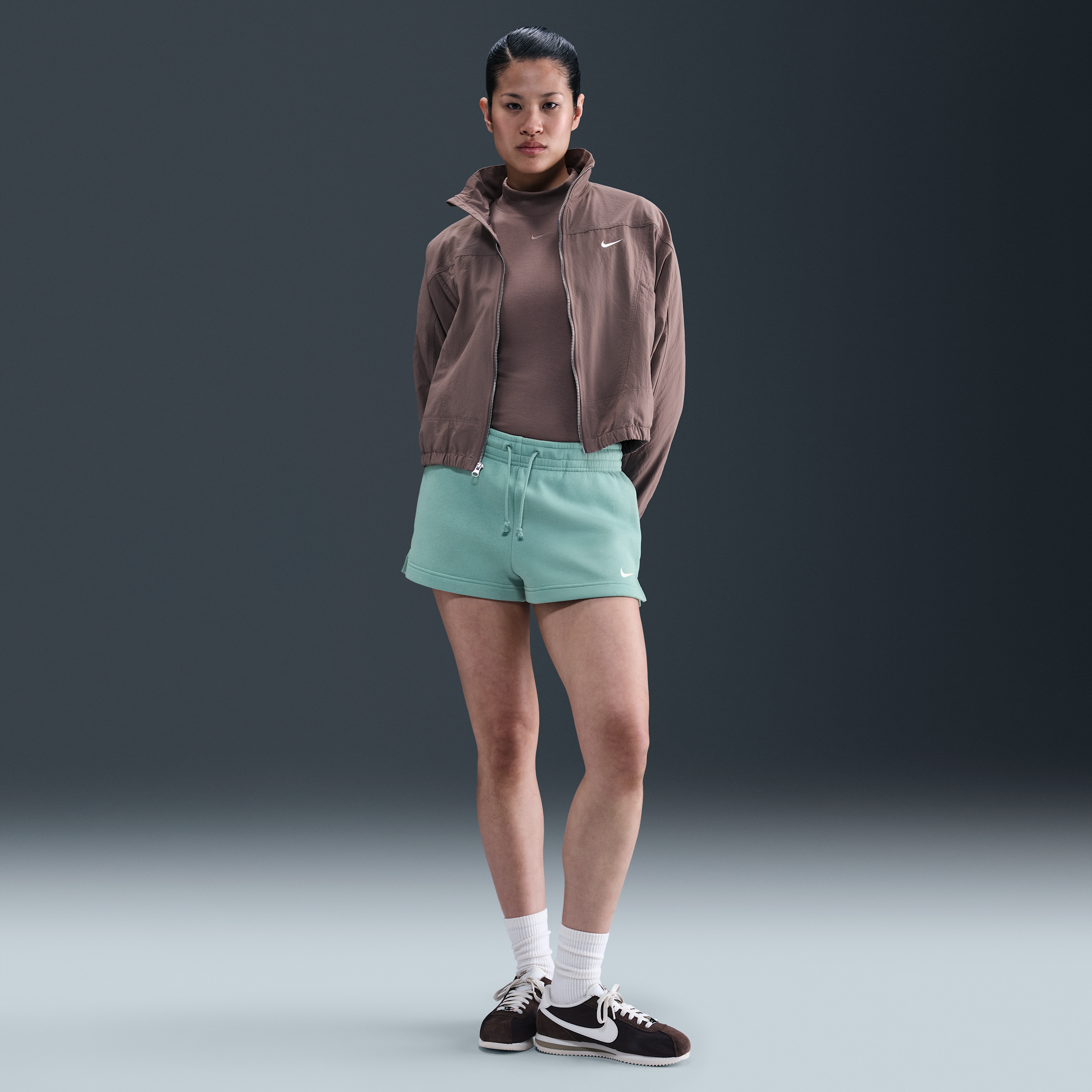 Shorts a vita media 5 cm Nike Phoenix Fleece – Donna - Verde