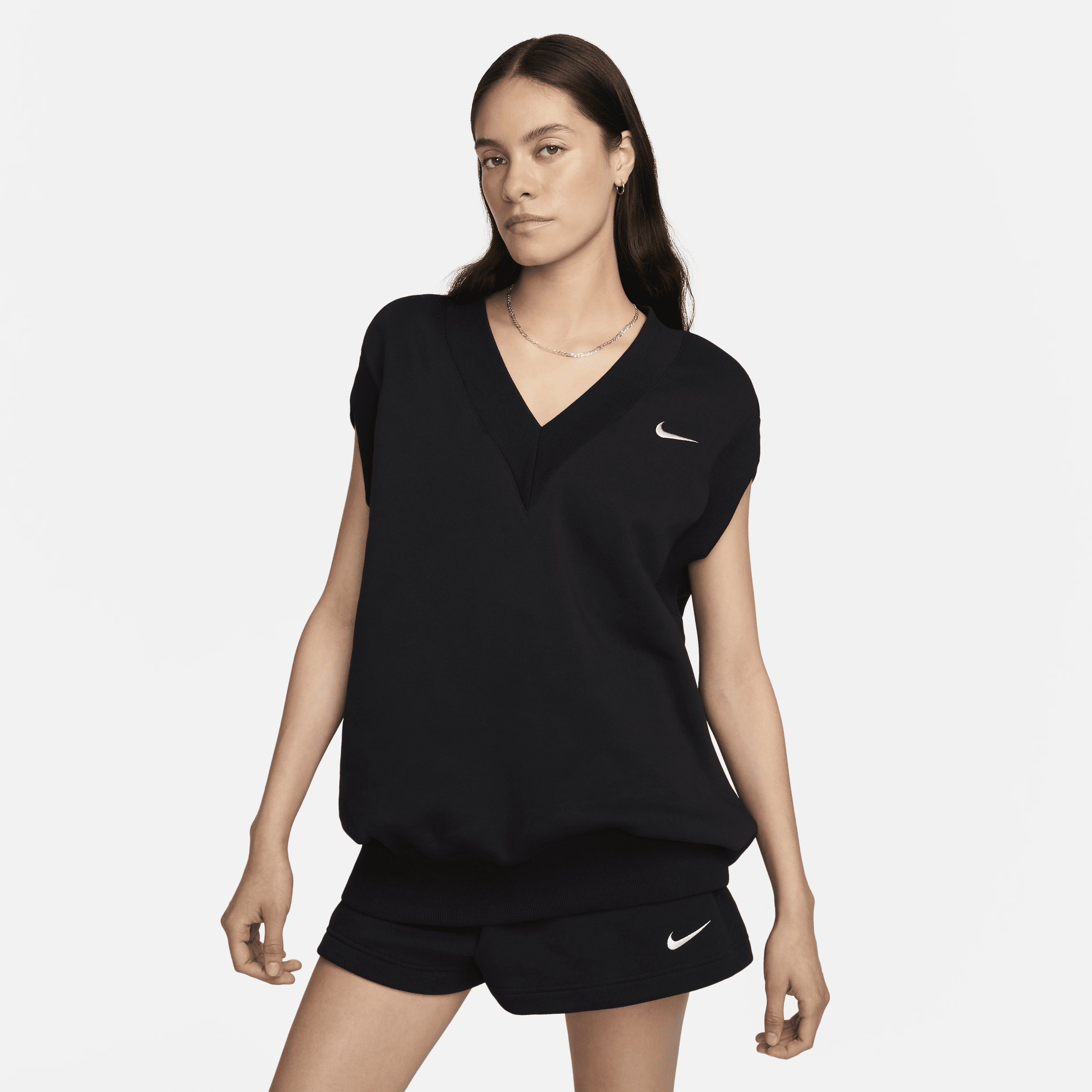 Overdimensioneret Nike Sportswear Phoenix Fleece-vest til kvinder - sort